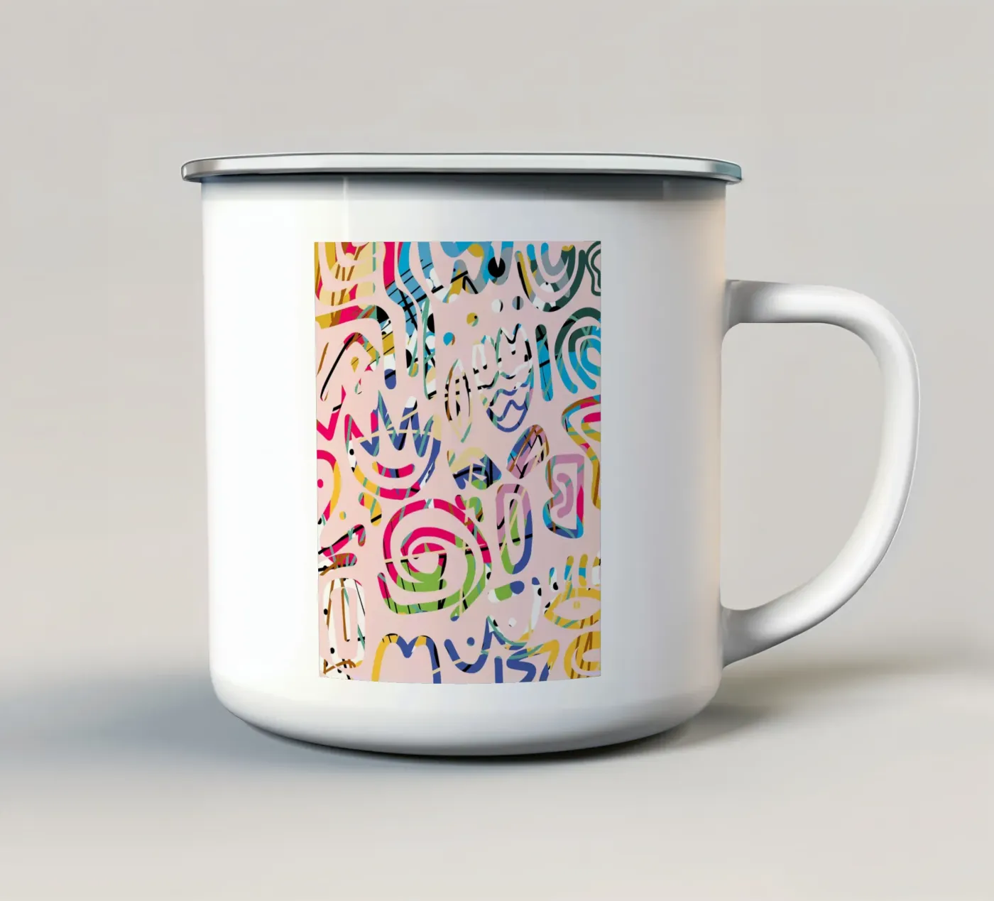 Graffiti scribble enamel mug by Little Dean