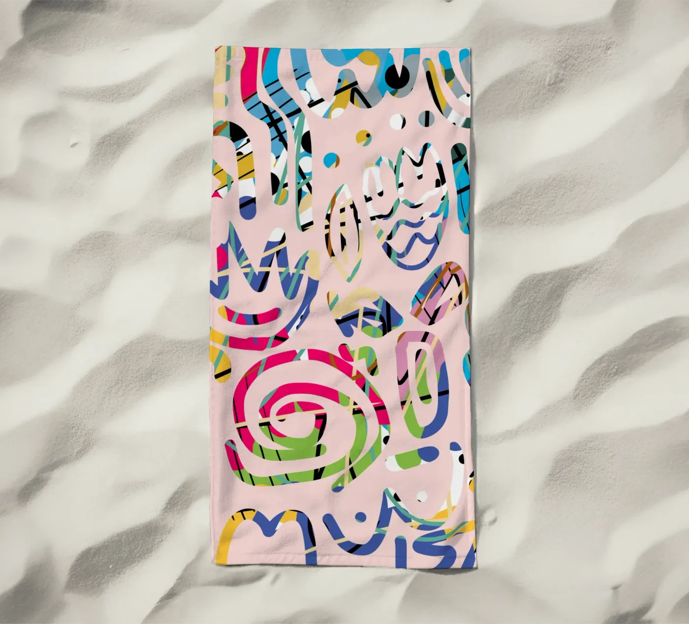Graffiti scribble Strandtuch von Little Dean