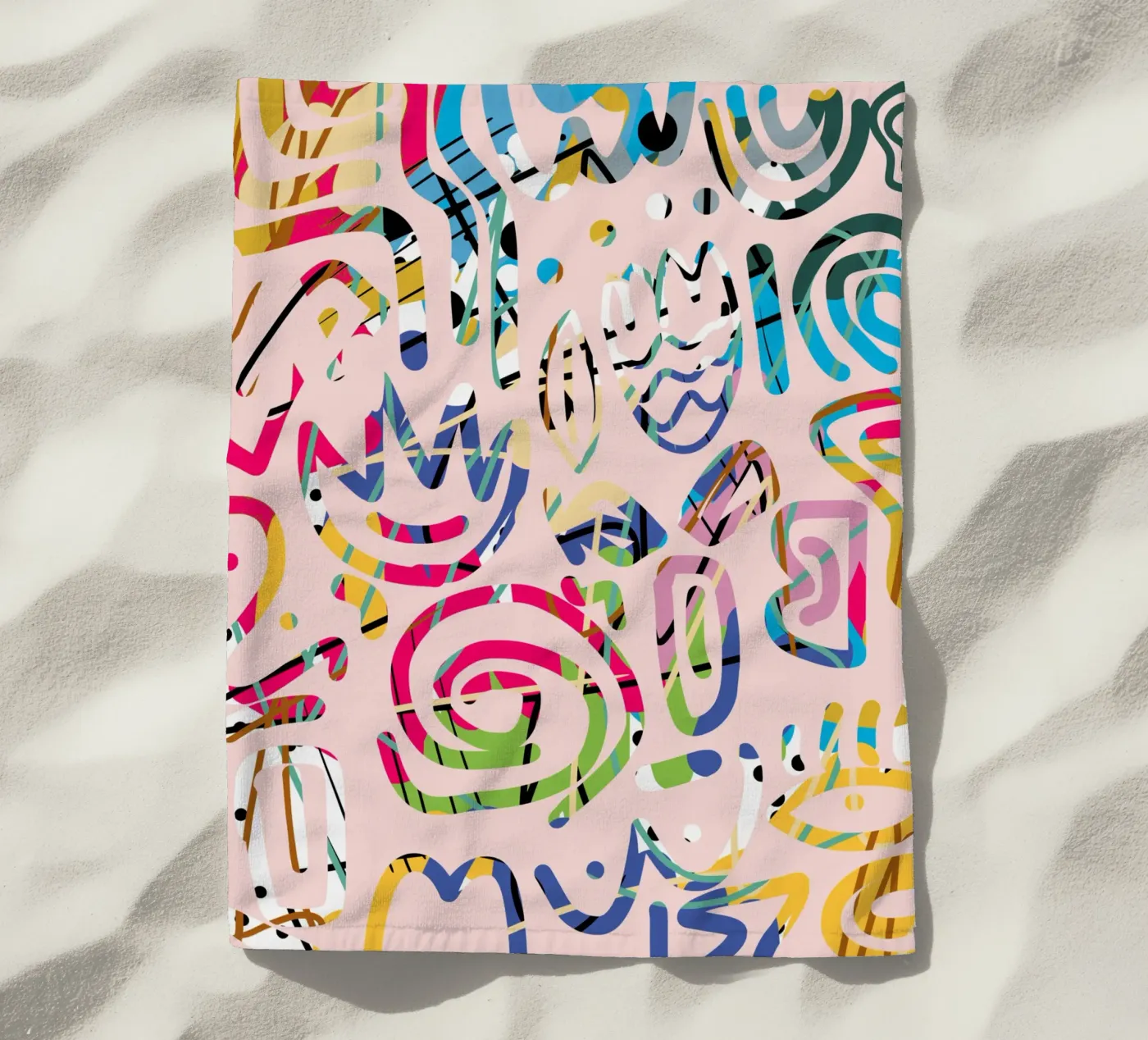 Graffiti scribble Strandtuch von Little Dean