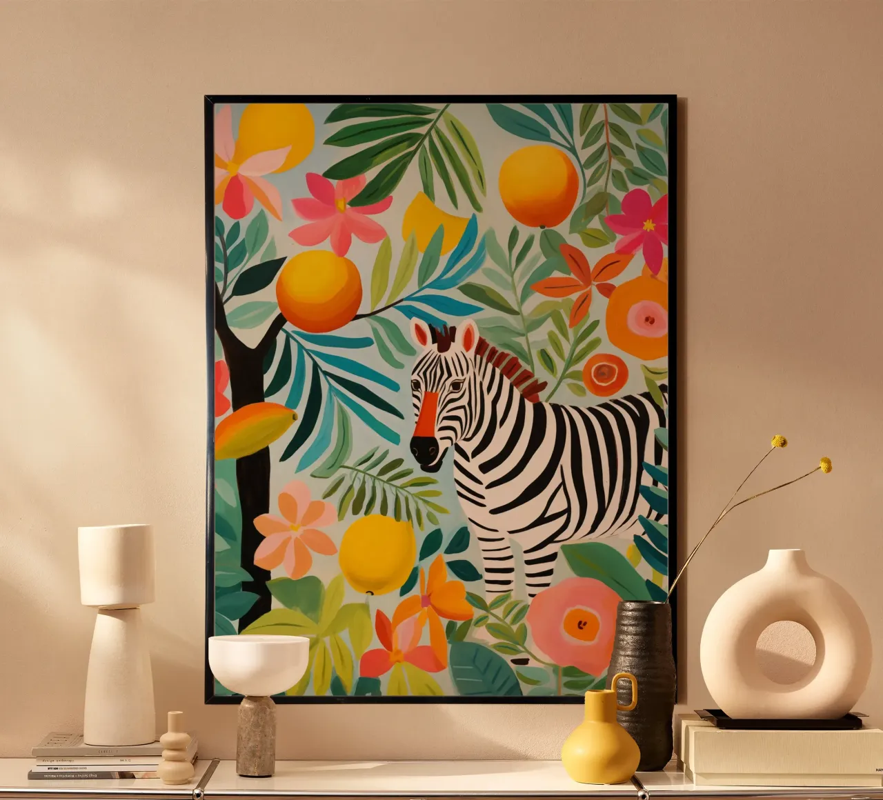 La zebra nel giardino di Rousseau poster con telaio in plastica da Autofocus