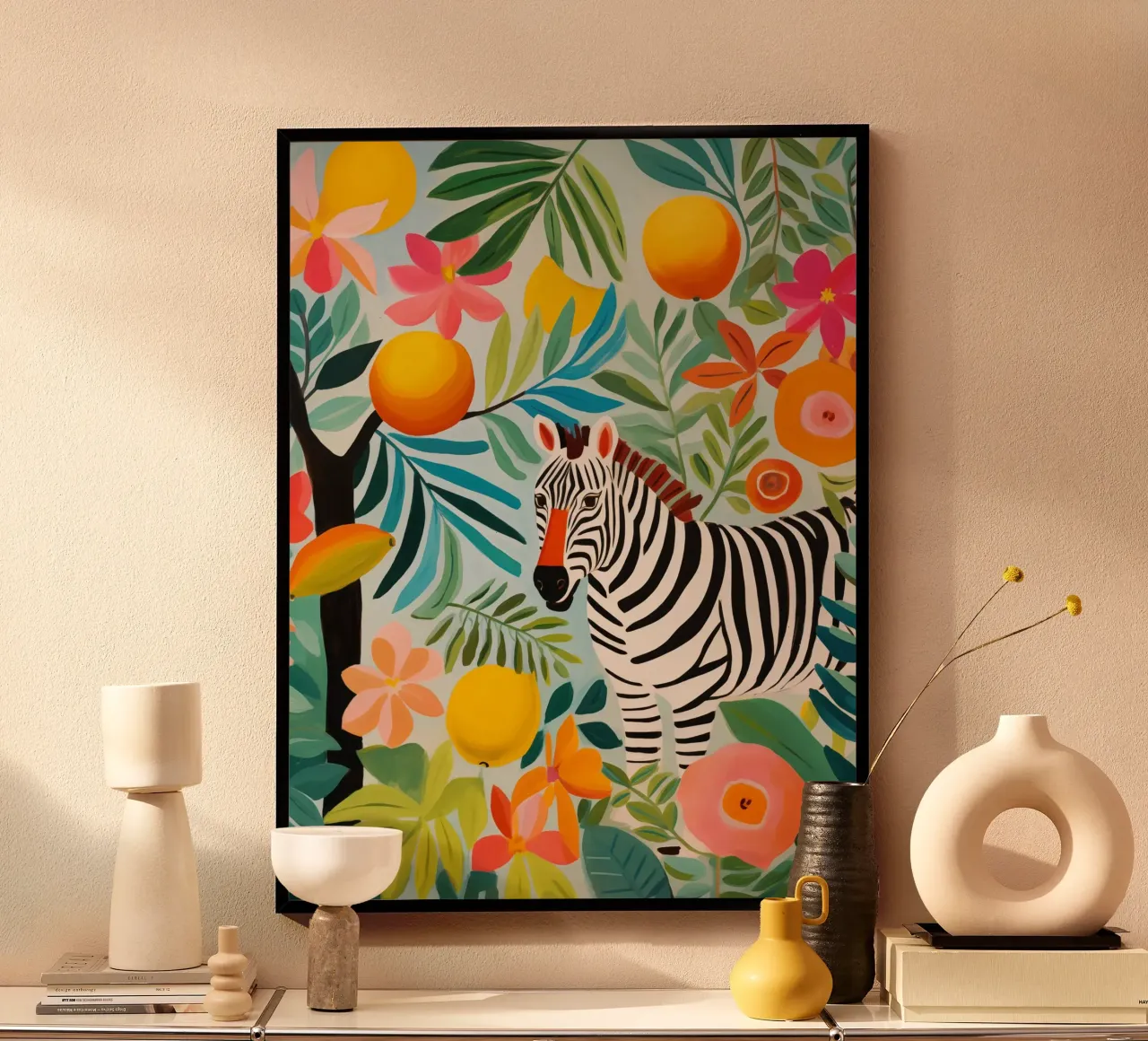 La zebra nel giardino di Rousseau poster con telaio in plastica da Autofocus