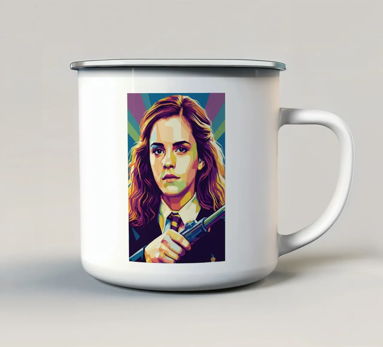 Ritratto pop art di Emma Watson tazza in smalto da Hantamrata