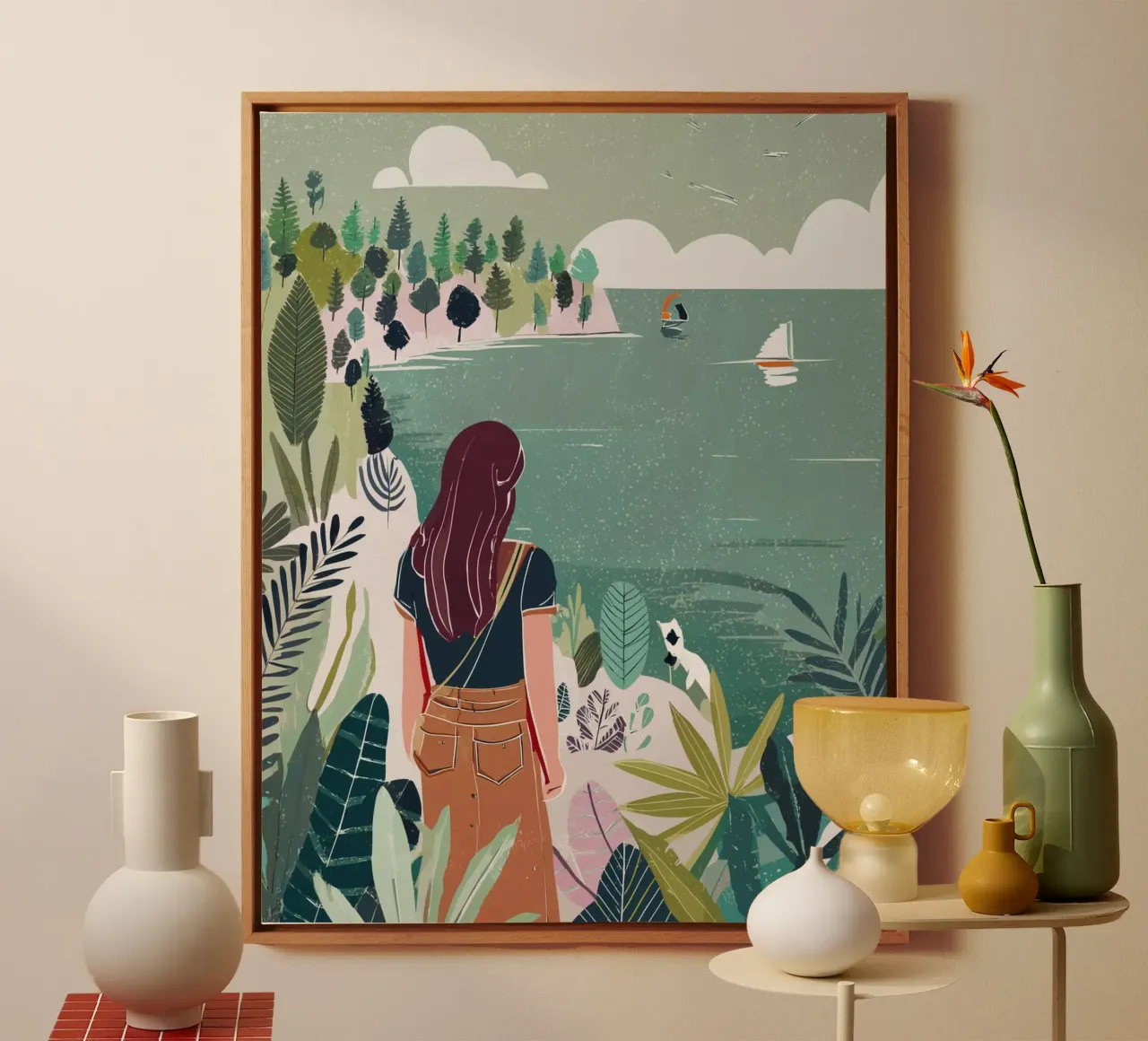 Aan zee: Natuur, Reizen, Avontuur Kunstdruk canvas met Baklijst van Hightown Design