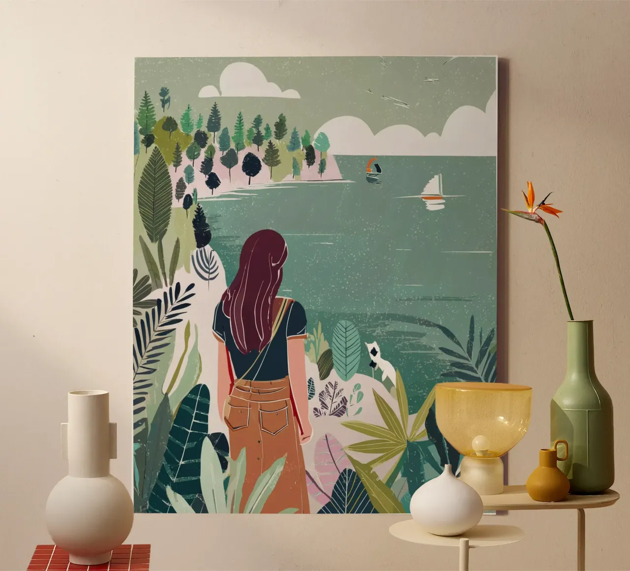 Aan zee: Natuur, Reizen, Avontuur Kunstdruk canvas met Baklijst van Hightown Design