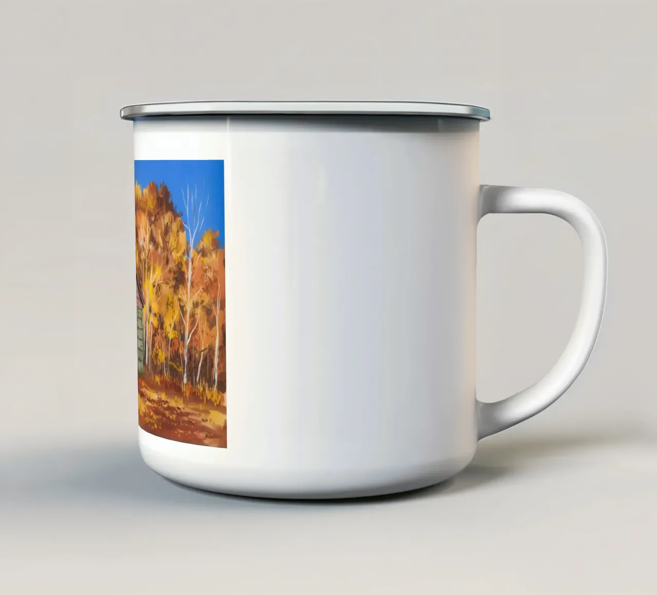Cabina forestale d'autunno tazza in smalto da Angkasa Mist