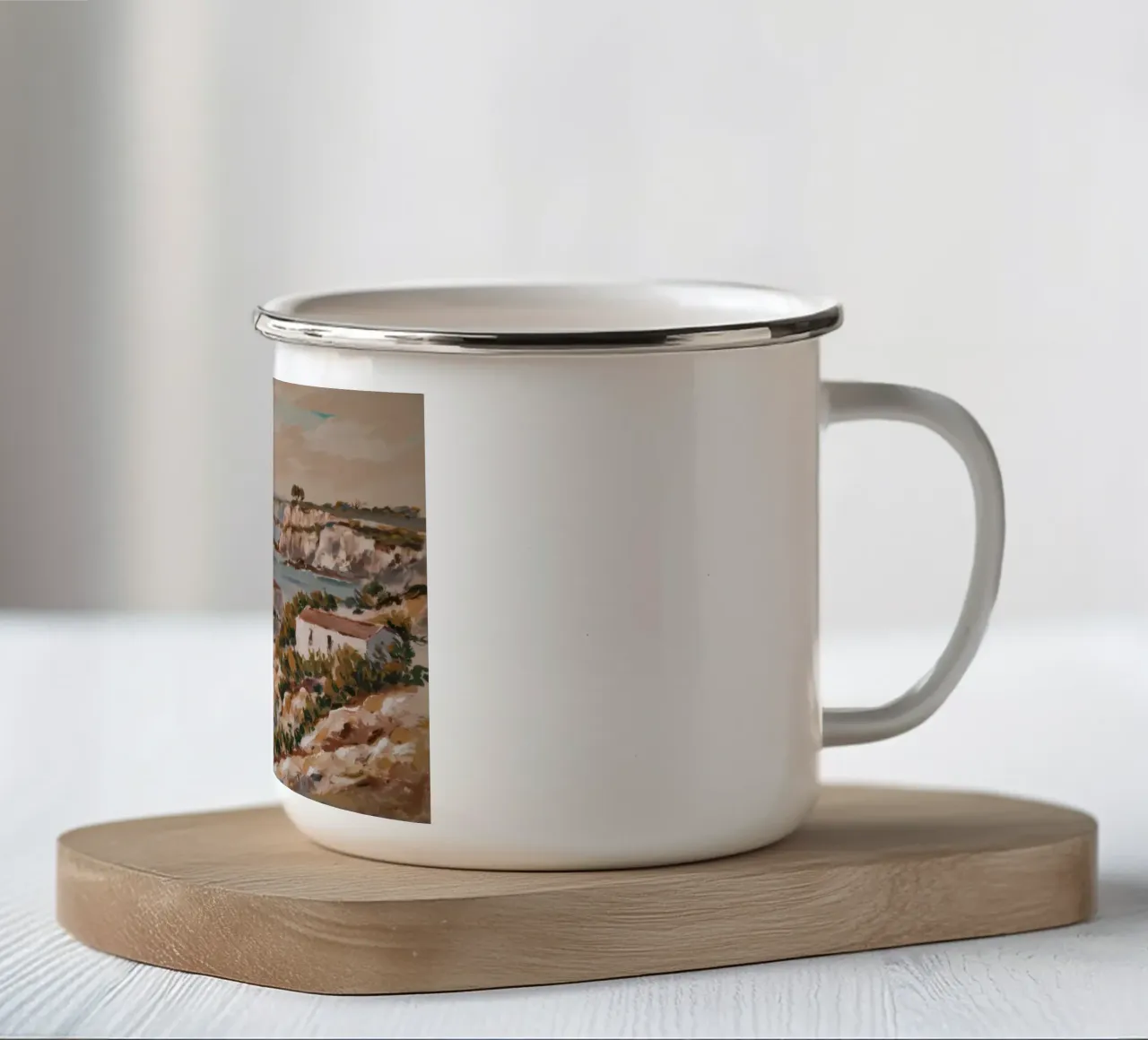 Vue du rivage rocheux mug en émail de Angkasa Mist