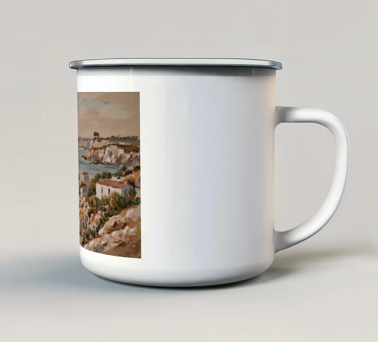Vue du rivage rocheux mug en émail de Angkasa Mist