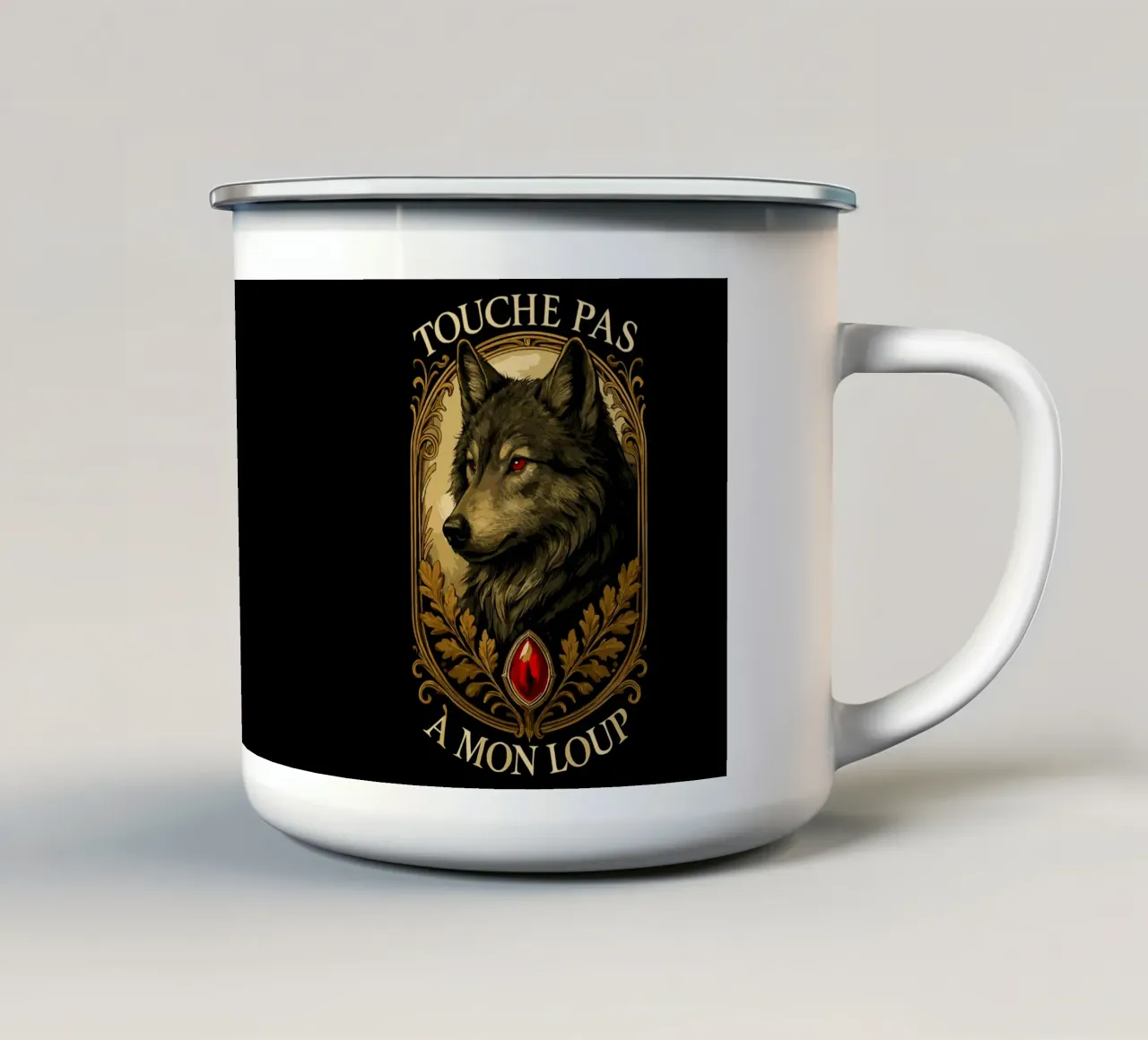 Vintage - Touche pas à mon loup tazza in smalto da LM2KONE