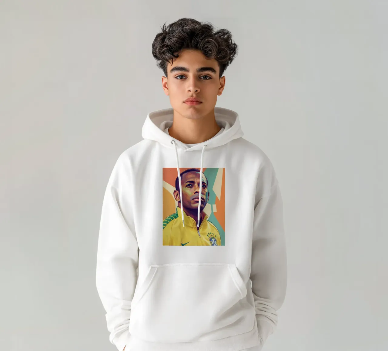 Ritratto pop art di Robinho felpa con cappuccio da Hantamrata