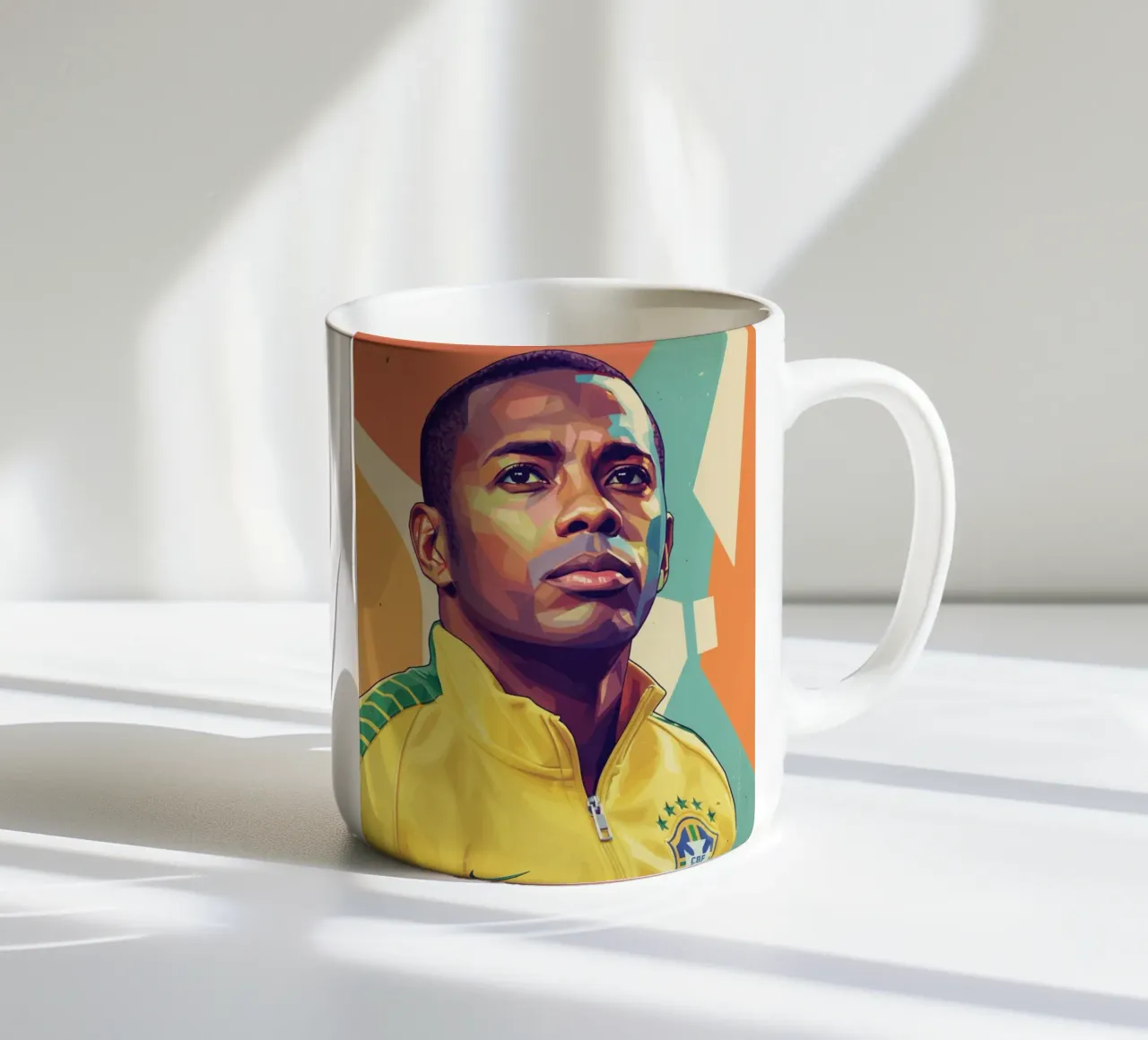 Ritratto pop art di Robinho tazza in ceramica da Hantamrata