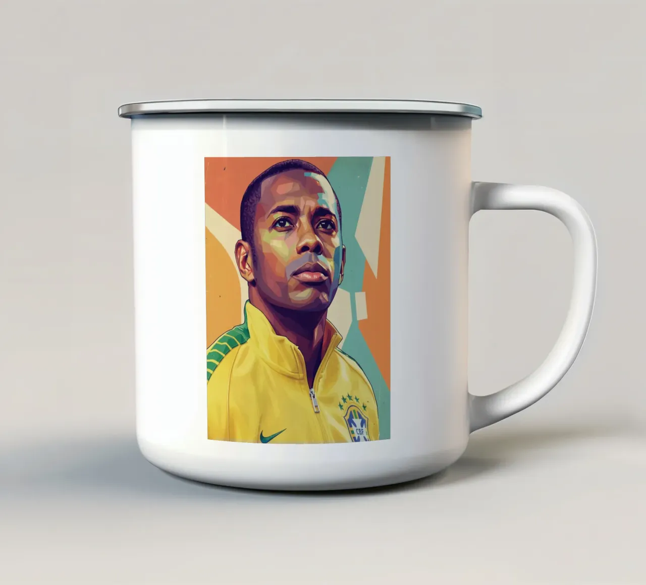 Ritratto pop art di Robinho tazza in smalto da Hantamrata