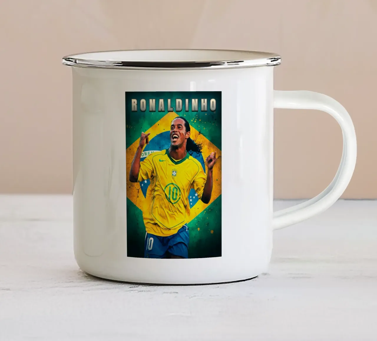 Ronaldinho prima squadra tazza in smalto da Lembayung art