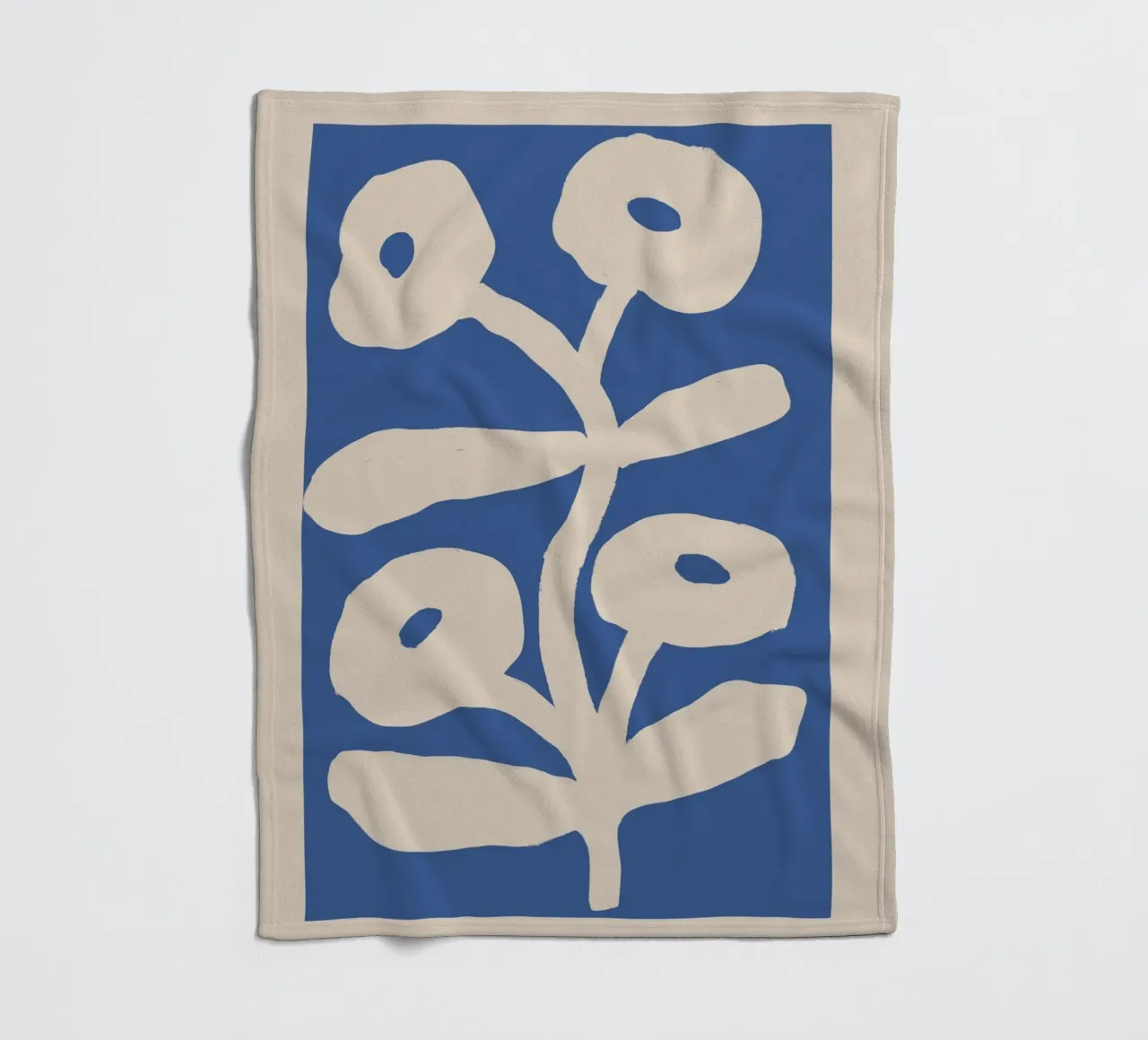 Blu astratto floreale botanico coperta in pile da Melloi Art Print