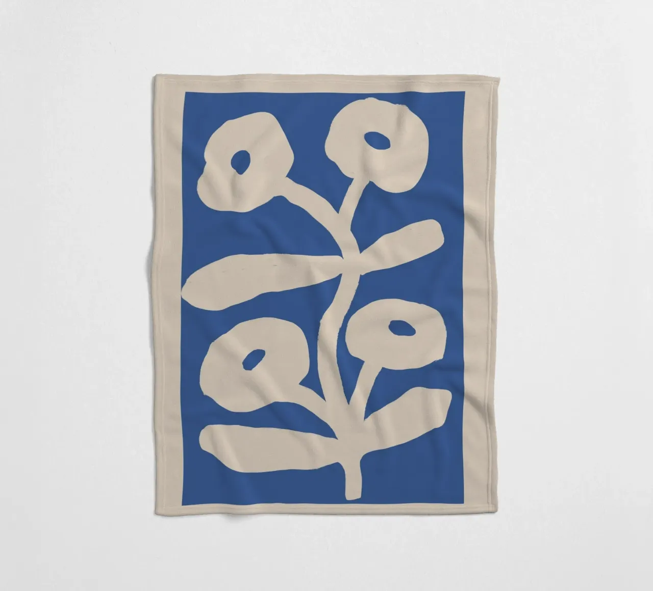 Blu astratto floreale botanico coperta in pile da Melloi Art Print
