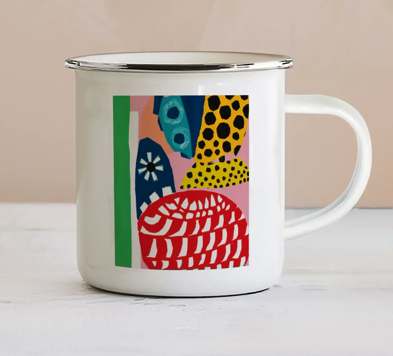 Abstract Pattern Collision enamel mug by Kala Martir