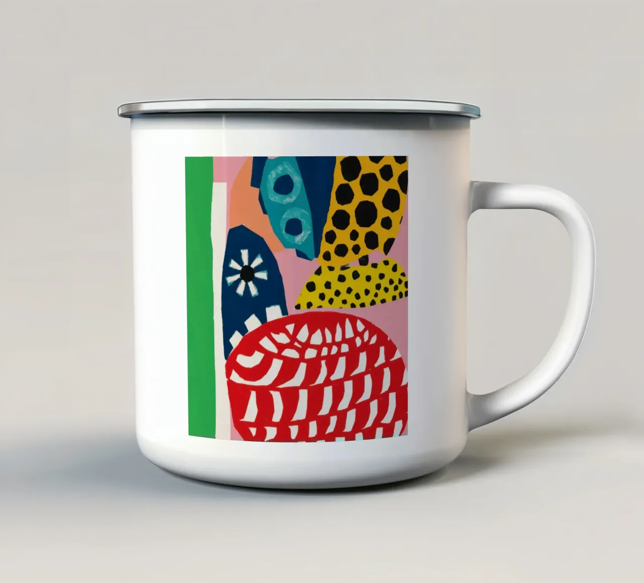 Abstract Pattern Collision enamel mug by Kala Martir