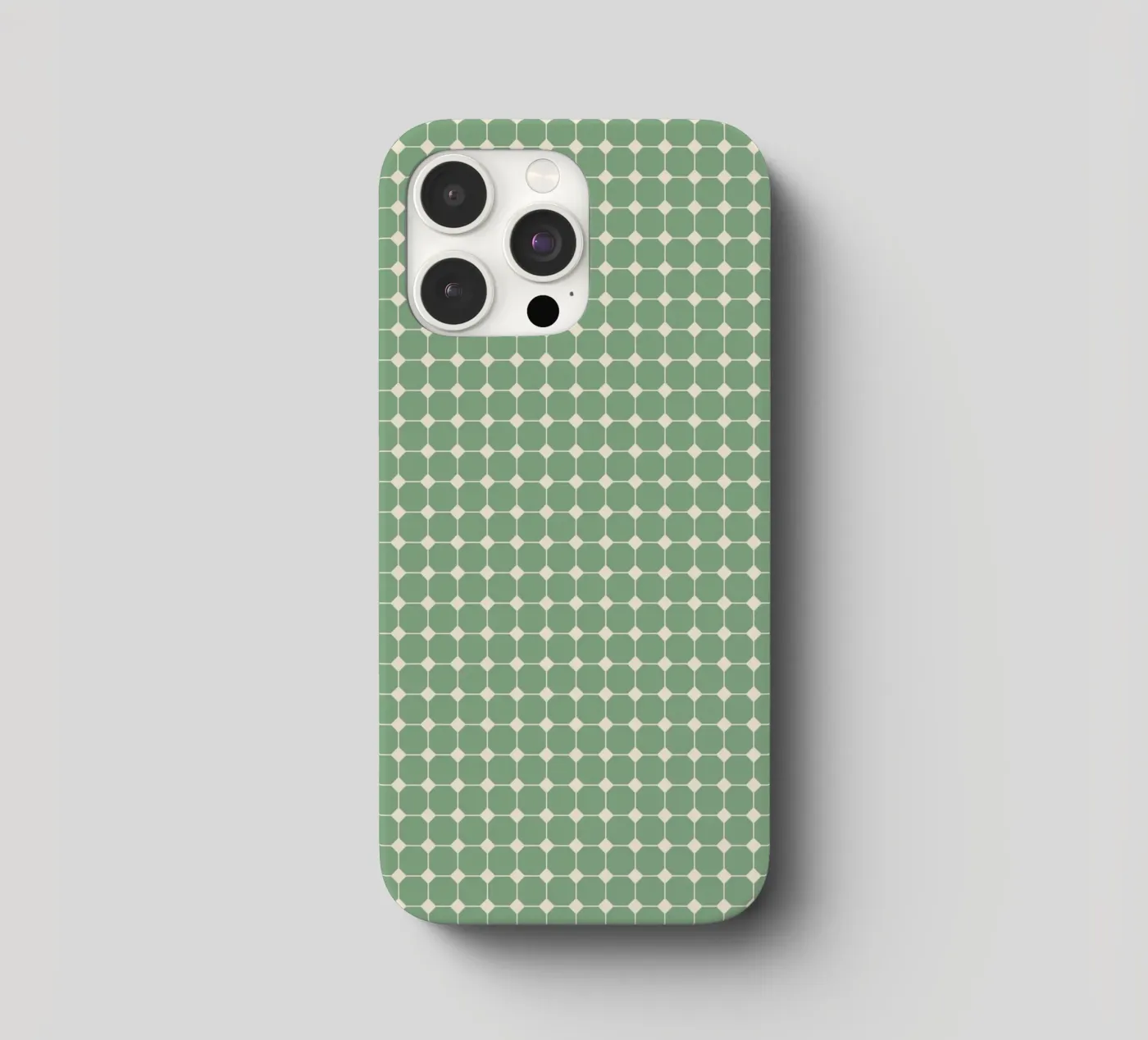 Geometric Squares Pattern (Beige on Pastel Green) iphone case by kathrinmay