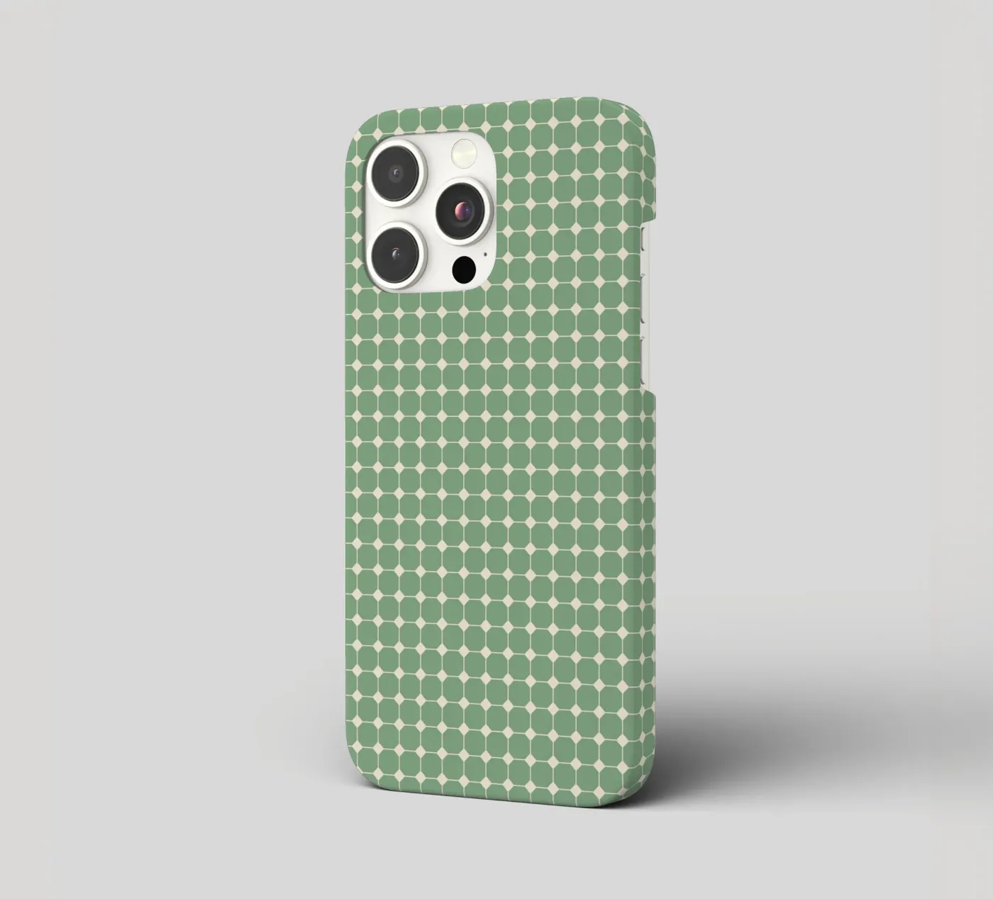 Geometric Squares Pattern (Beige on Pastel Green) iphone case by kathrinmay