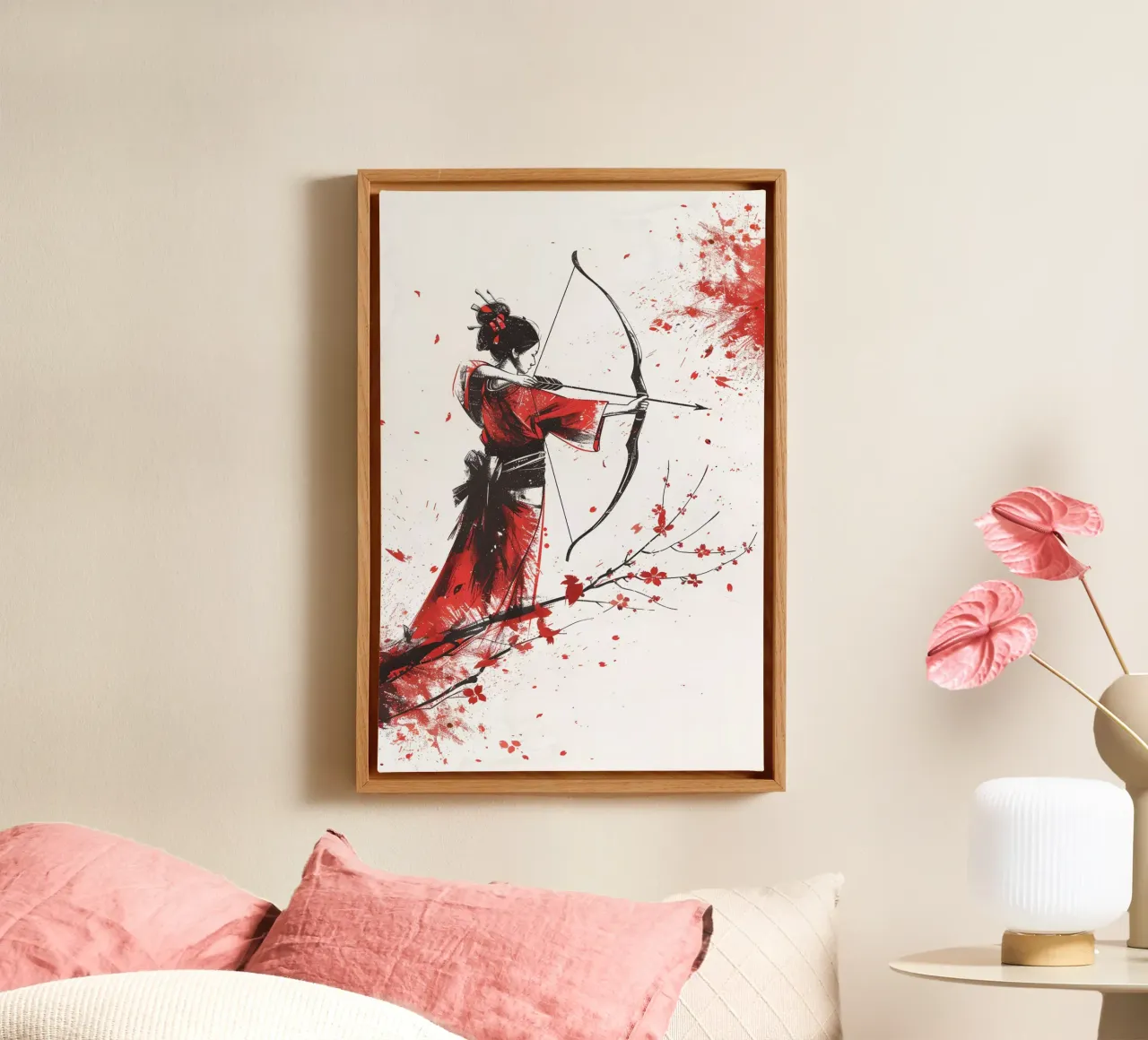 Geisha krijger canvas met Baklijst van M-Ulrich-Digital Art