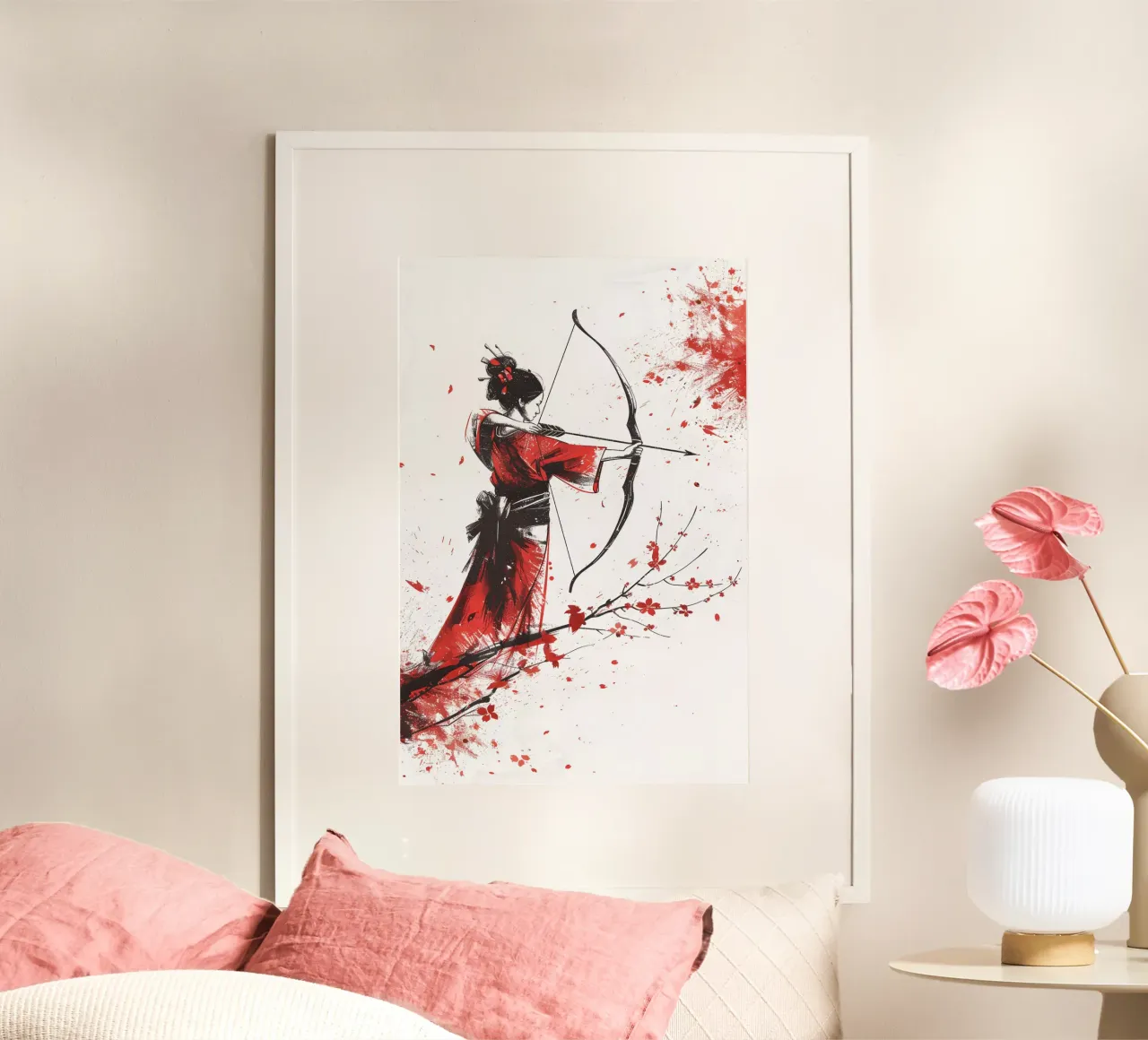 Guerriera geisha poster con telaio in plastica da M-Ulrich-Digital Art