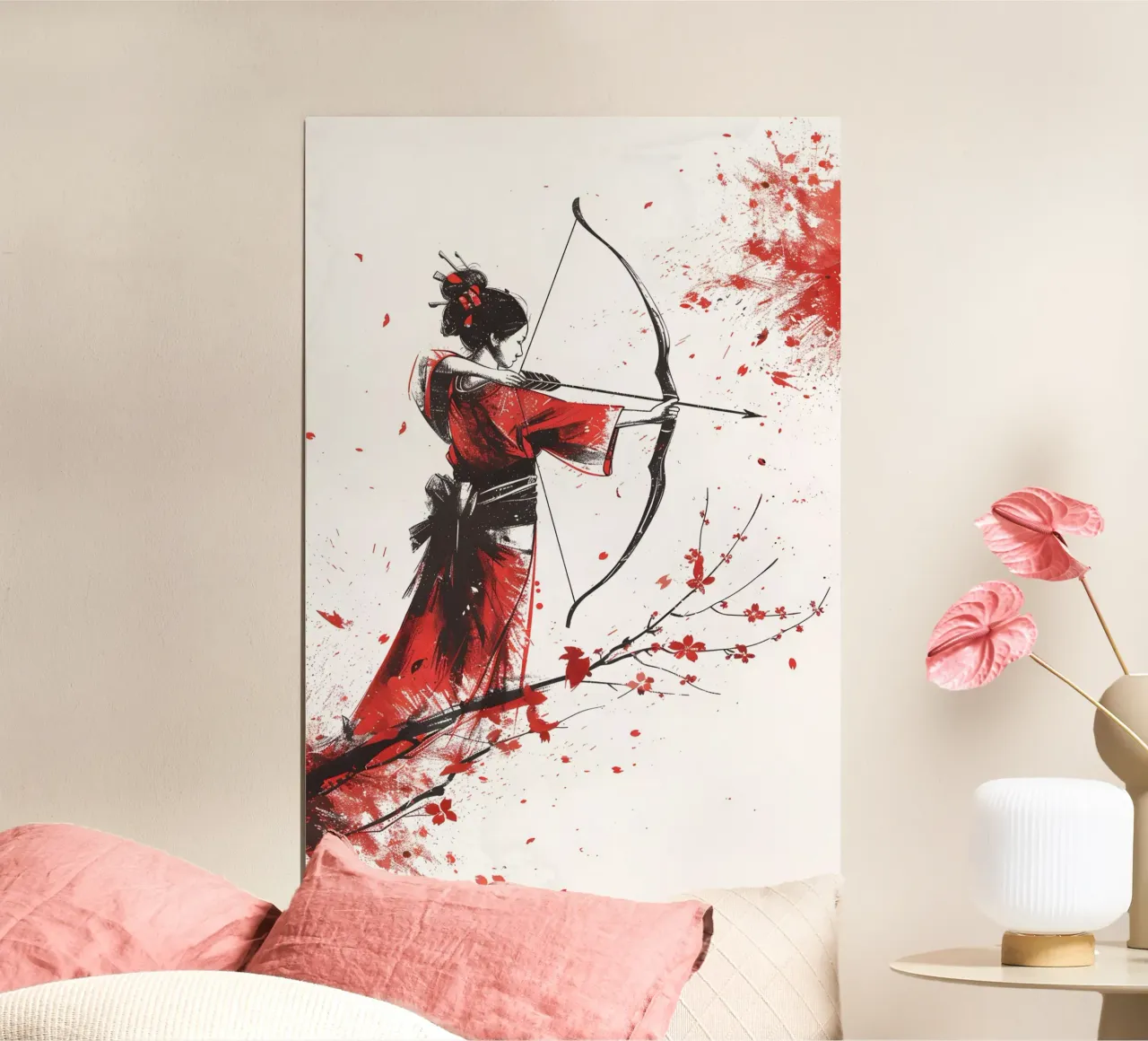 Guerriera geisha poster con telaio in plastica da M-Ulrich-Digital Art
