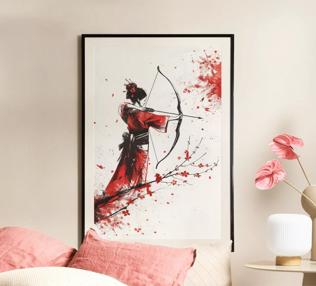 Guerriera geisha poster con telaio in plastica da M-Ulrich-Digital Art
