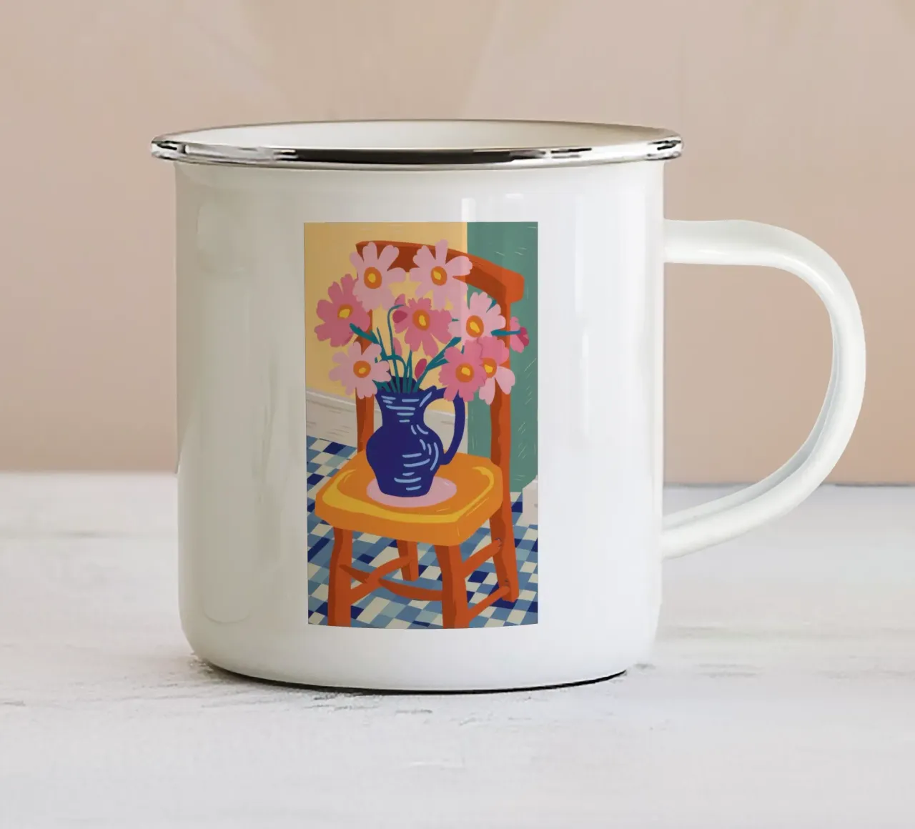 Sedia a fiori Stillness tazza in smalto da Kala Martir