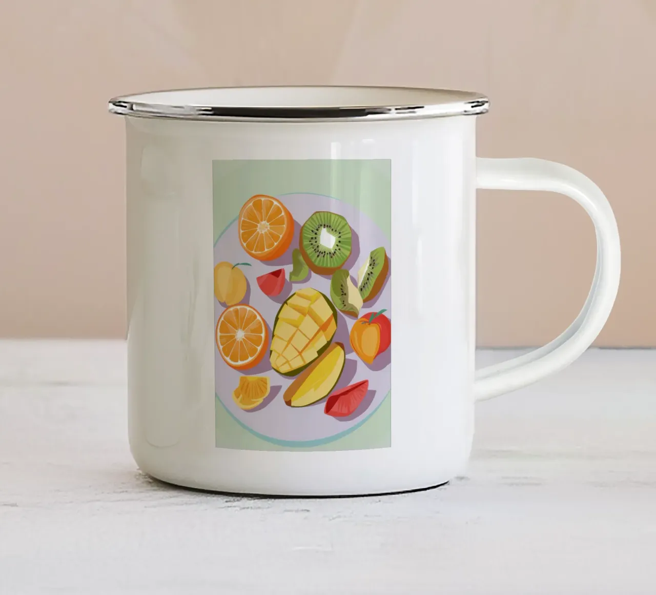 Piatto di frutta fresca tazza in smalto da Kala Martir