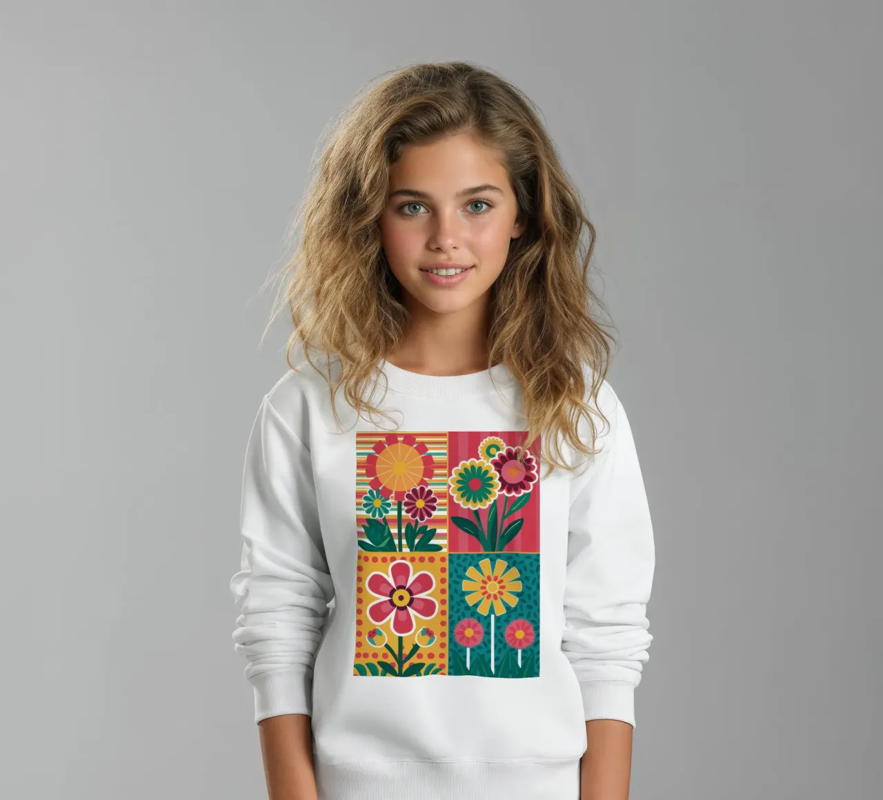 Blocchi di fiori Pop Art felpa bambino da Kala Martir
