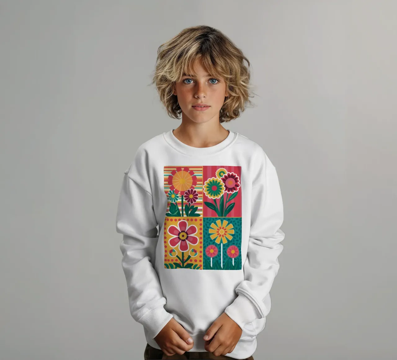 Blocchi di fiori Pop Art felpa bambino da Kala Martir