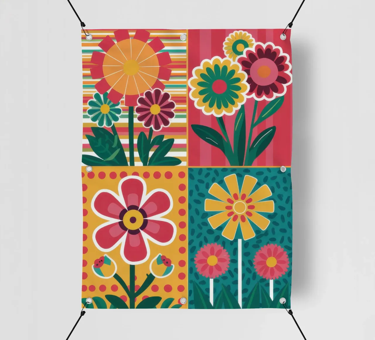 Blocchi di fiori Pop Art telo in pvc da Kala Martir