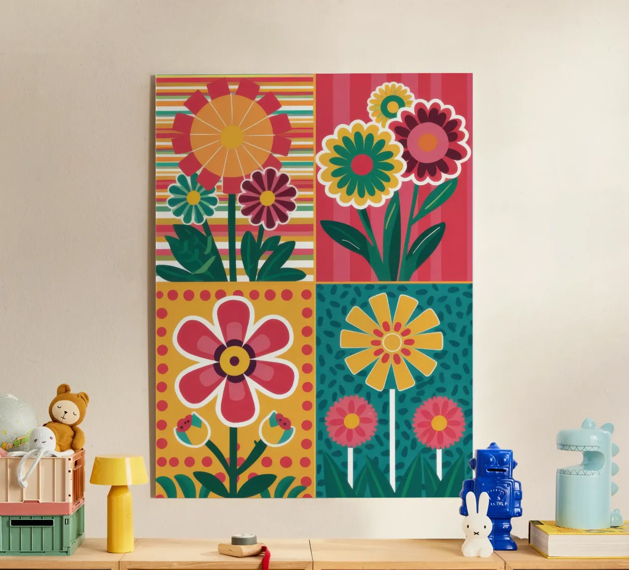 Bloques de flores Pop Art metacrilato de Kala Martir