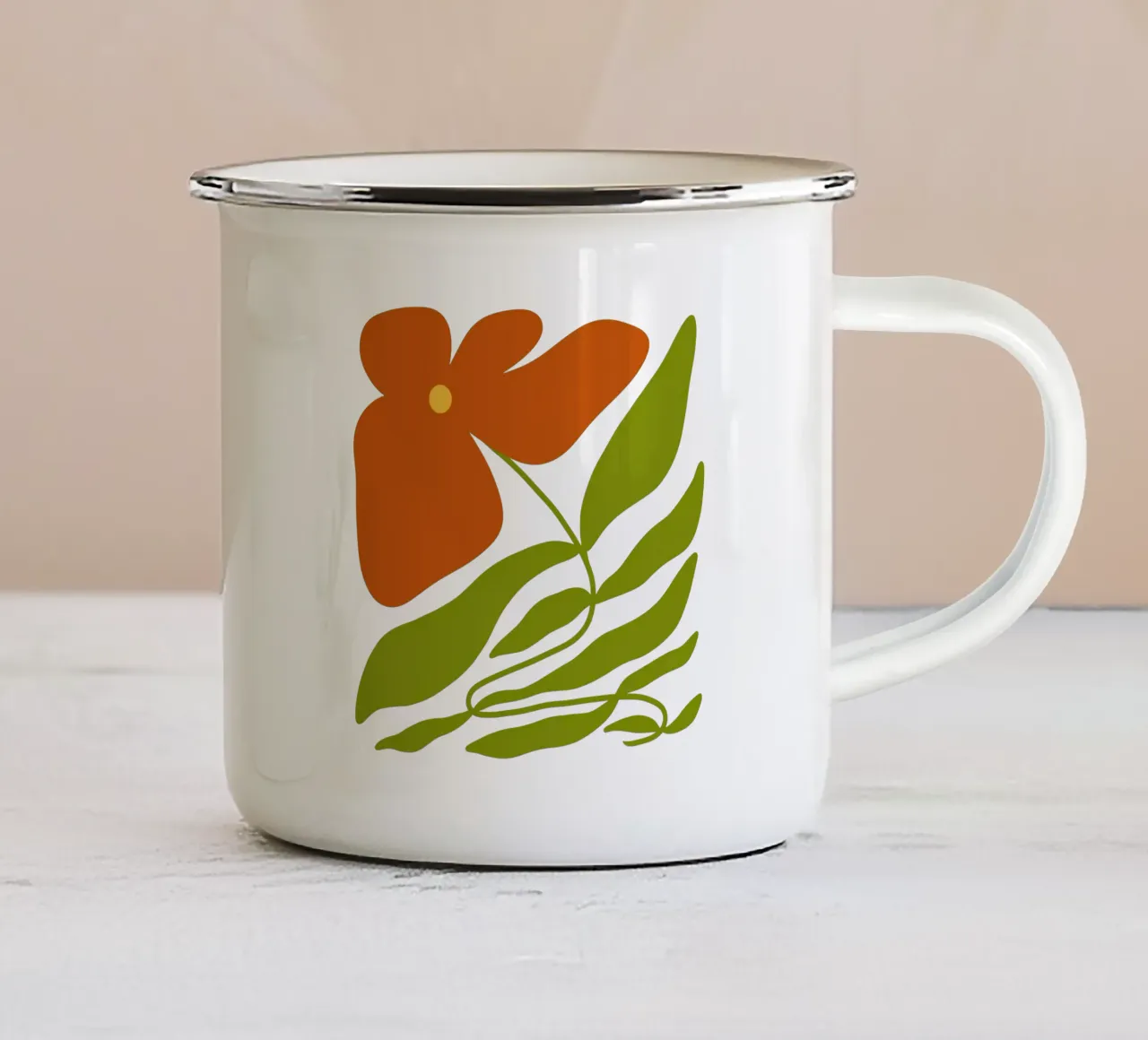 Fun bold retro 60s orange flower tazza in smalto da TijanaArtStudio88