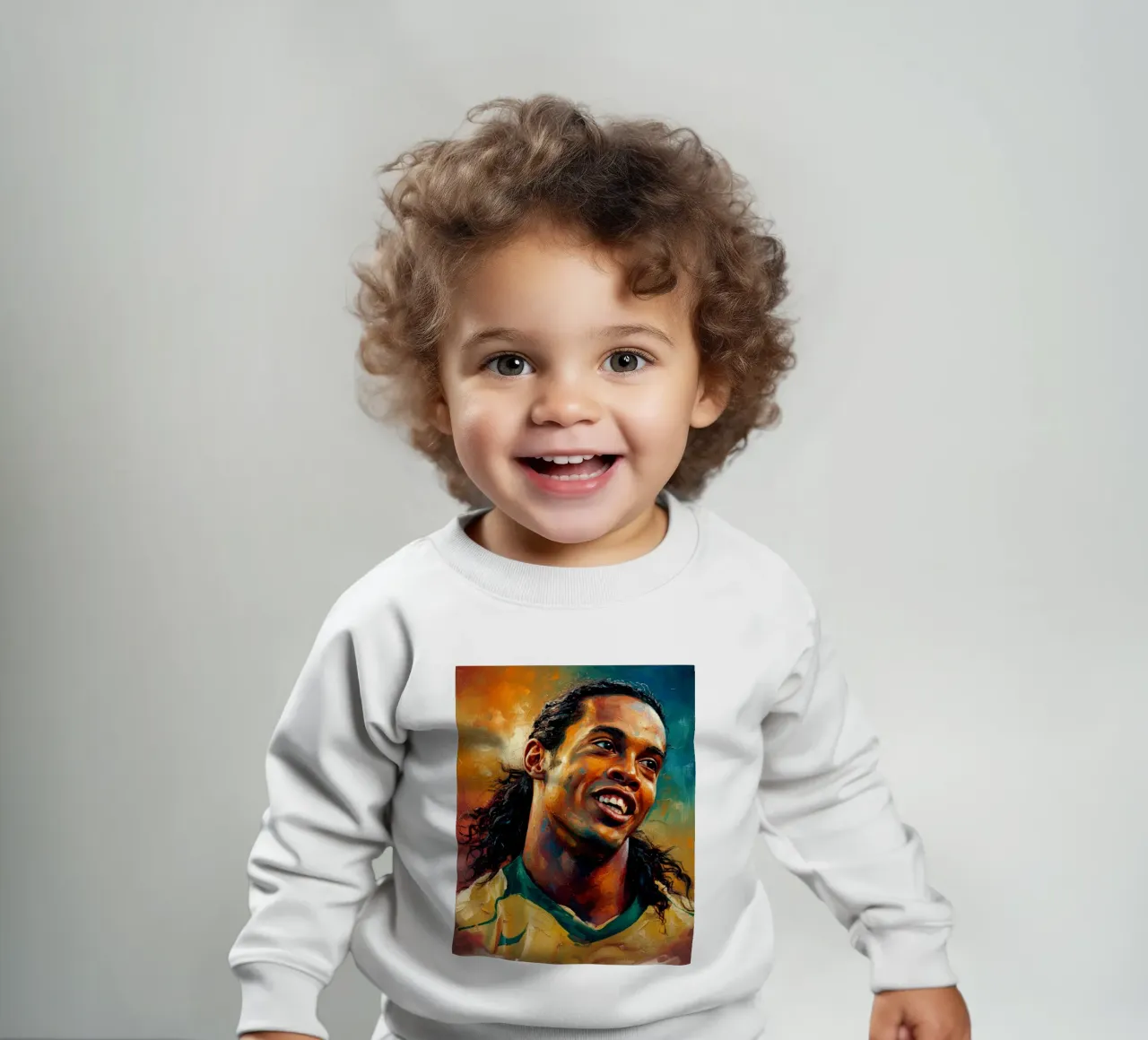 Ronaldinho con l'iconico sorriso felpa neonato da Lembayung art