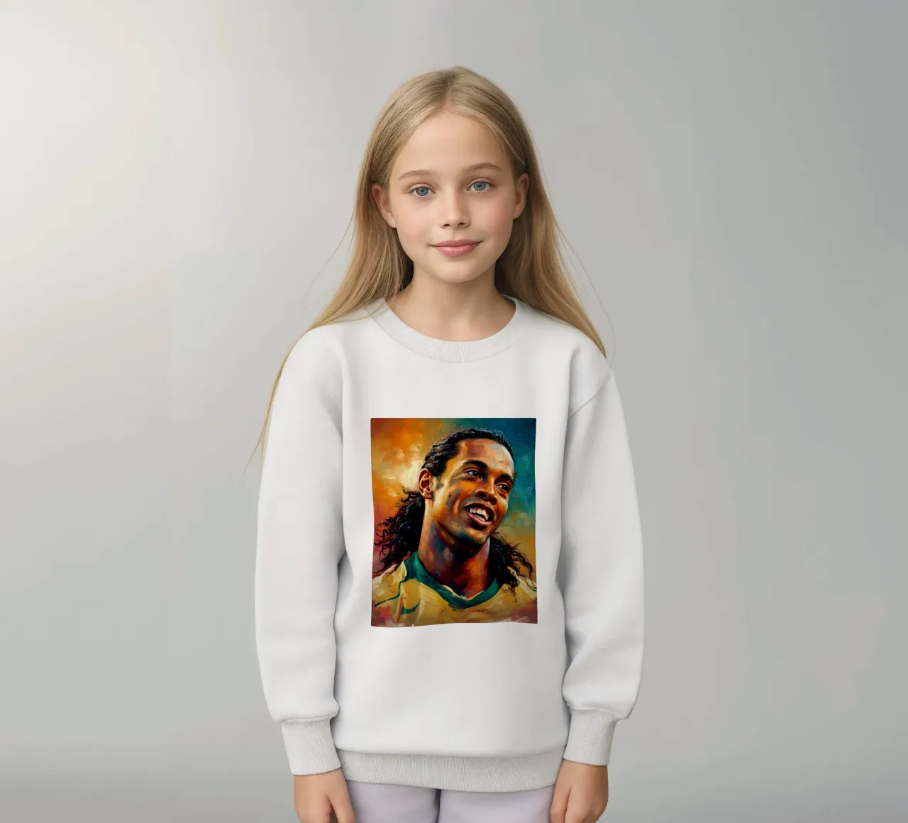 Ronaldinho con l'iconico sorriso felpa bambino da Lembayung art