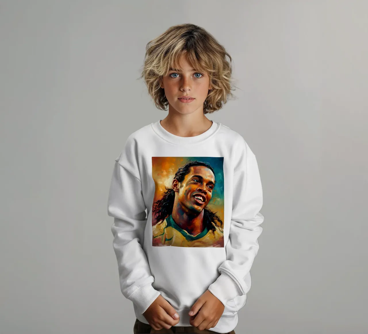 Ronaldinho con l'iconico sorriso felpa bambino da Lembayung art
