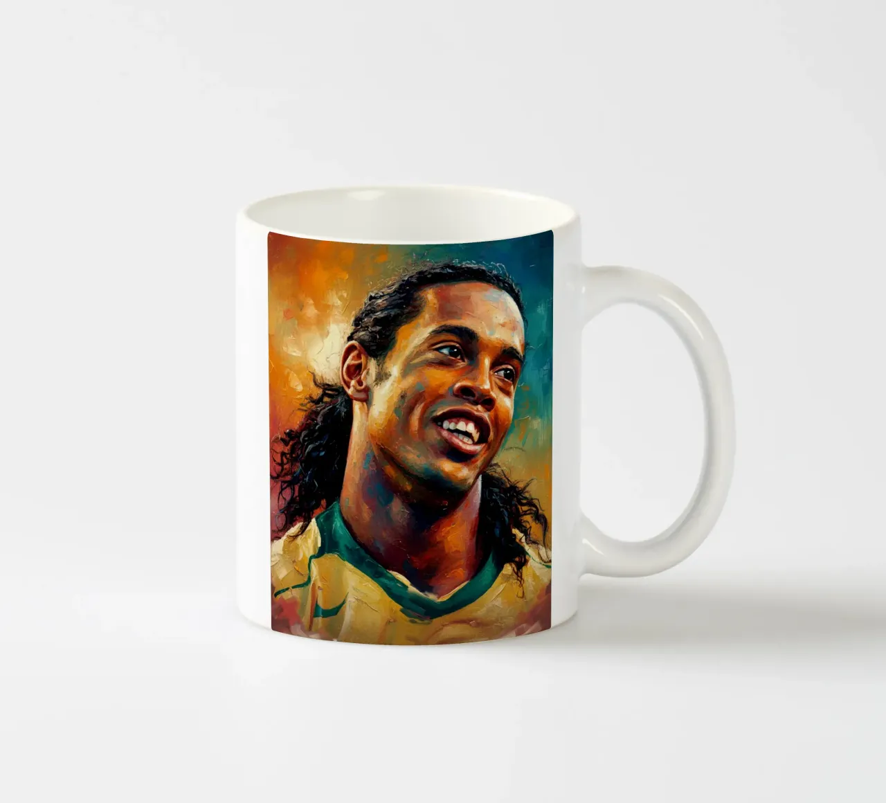 Ronaldinho con l'iconico sorriso tazza in ceramica da Lembayung art