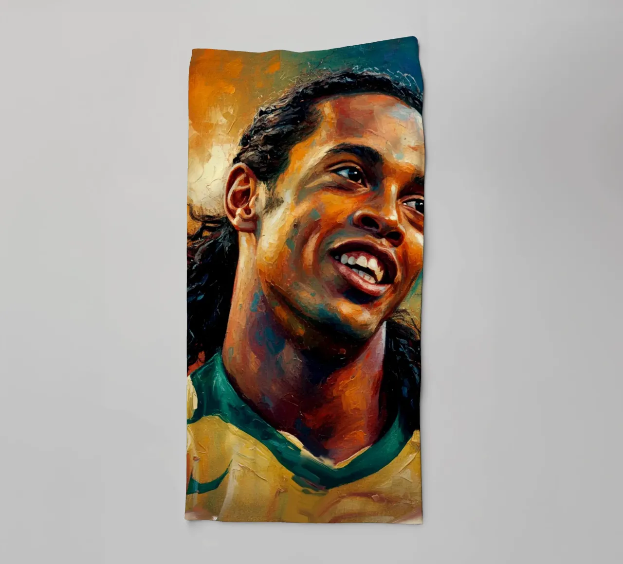 Ronaldinho con l'iconico sorriso asciugamano da bagno da Lembayung art