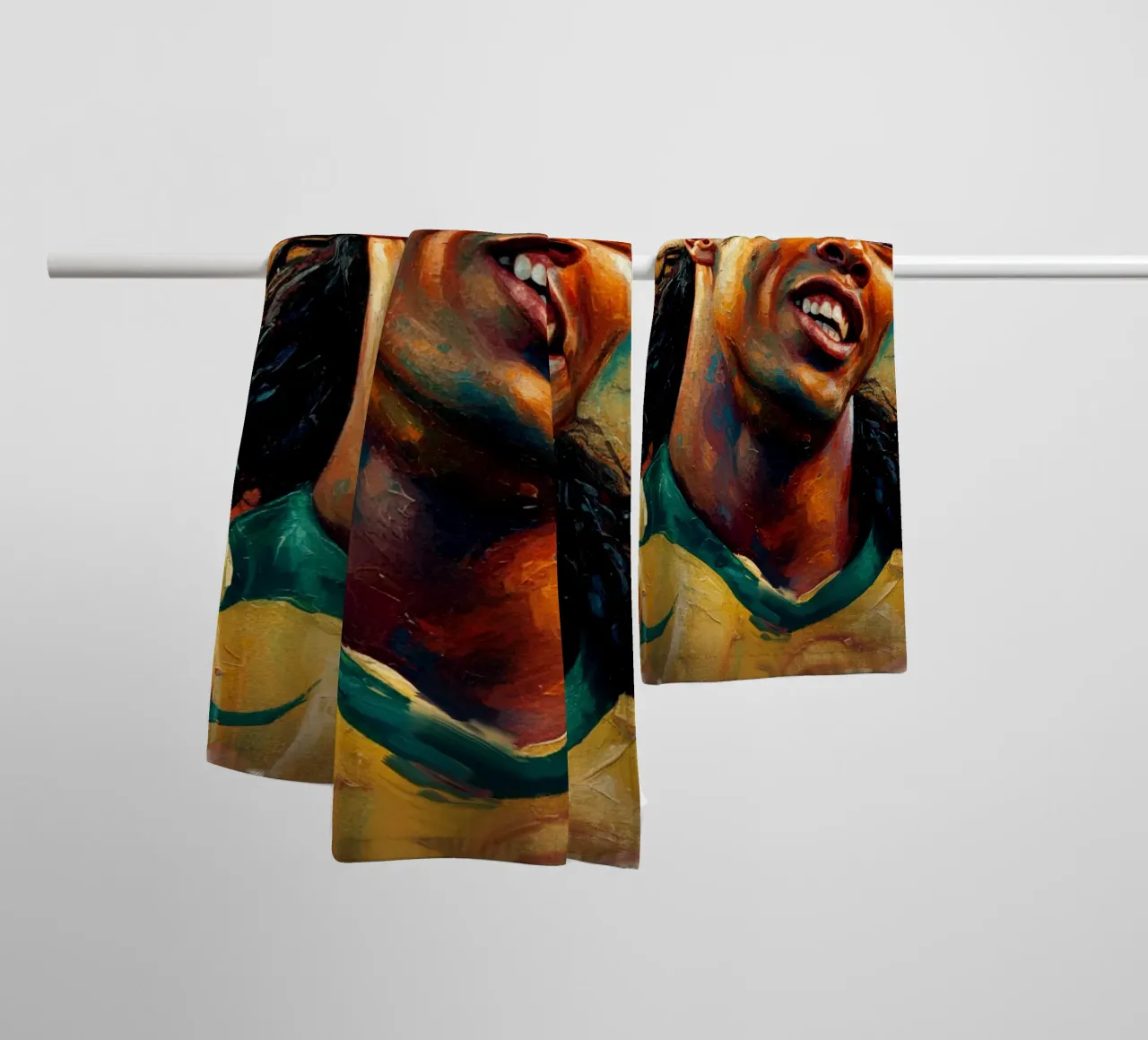 Ronaldinho con l'iconico sorriso asciugamano da bagno da Lembayung art