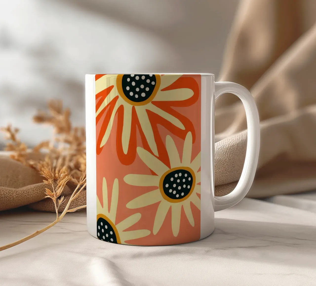 Margherite retrò | design anni '70 tazza in ceramica da Autofocus