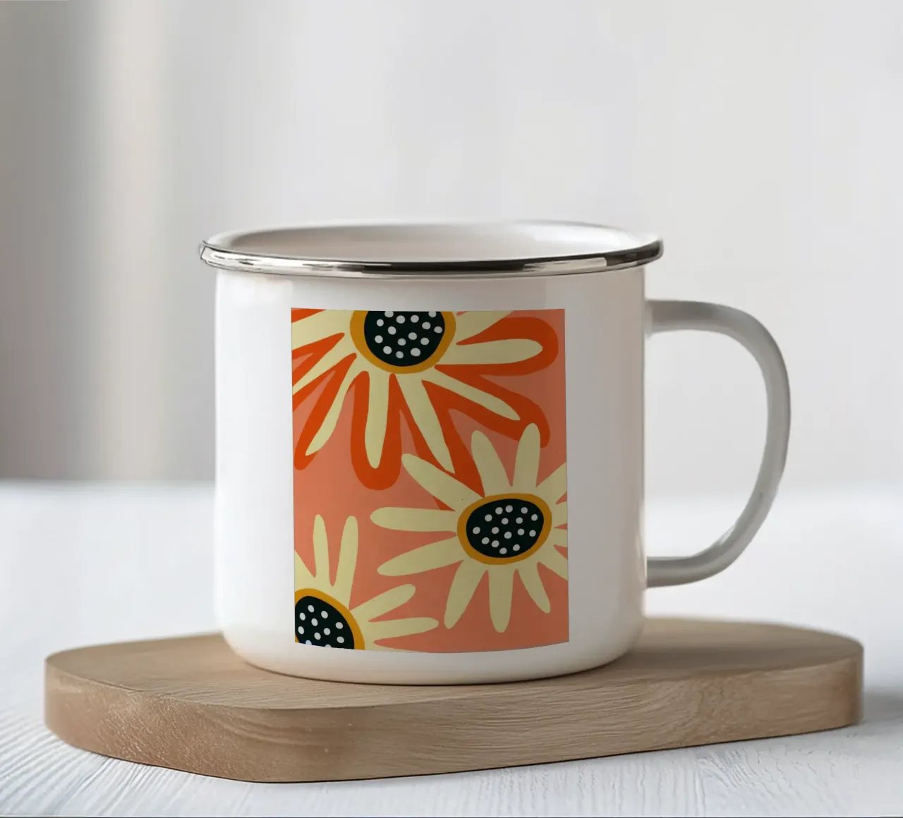 Margherite retrò | design anni '70 tazza in smalto da Autofocus