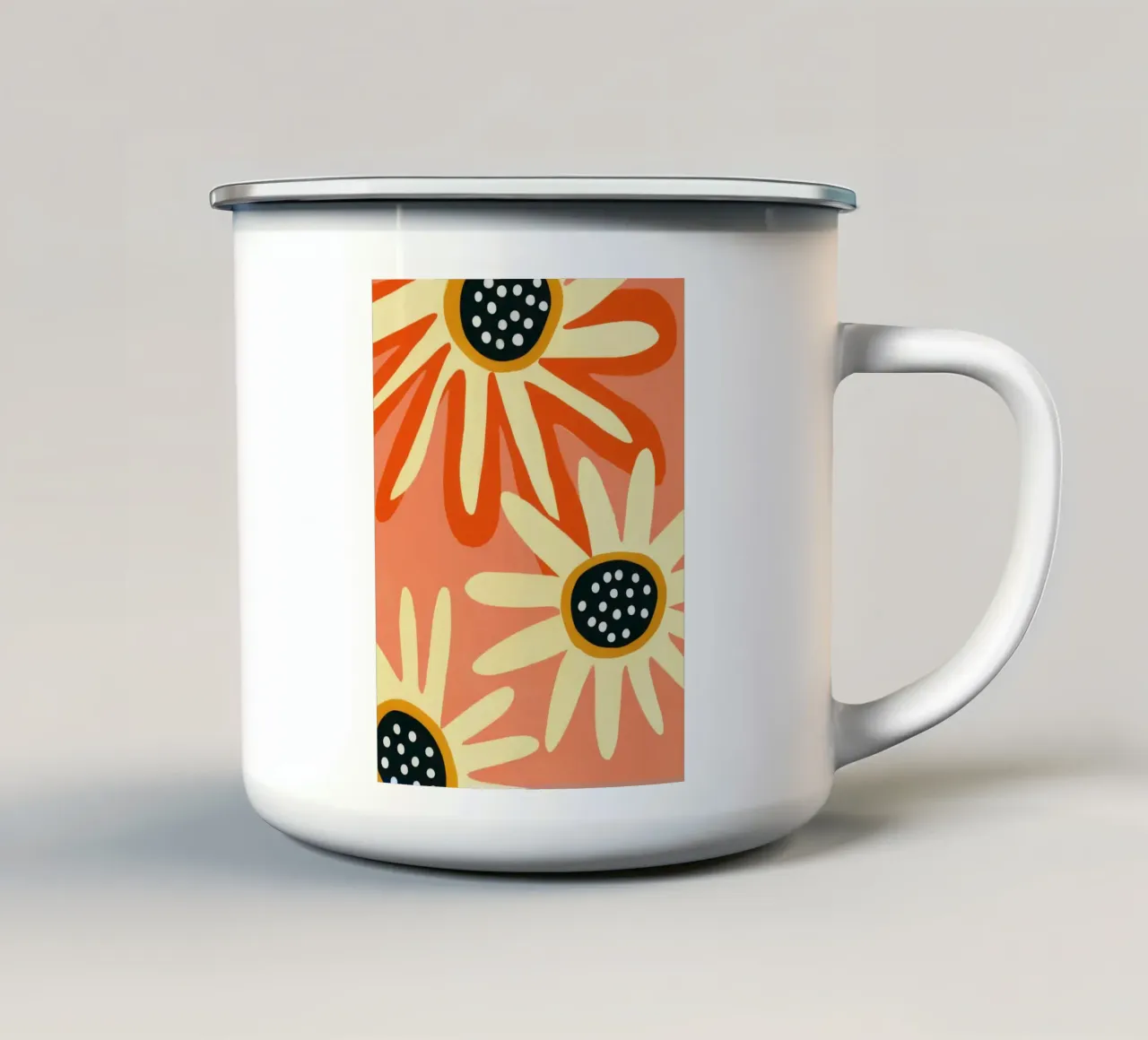 Margherite retrò | design anni '70 tazza in smalto da Autofocus