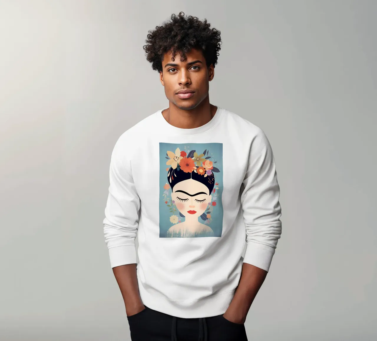 Blumige kleine Frida Kahlo Sweatshirt von Carinaprint