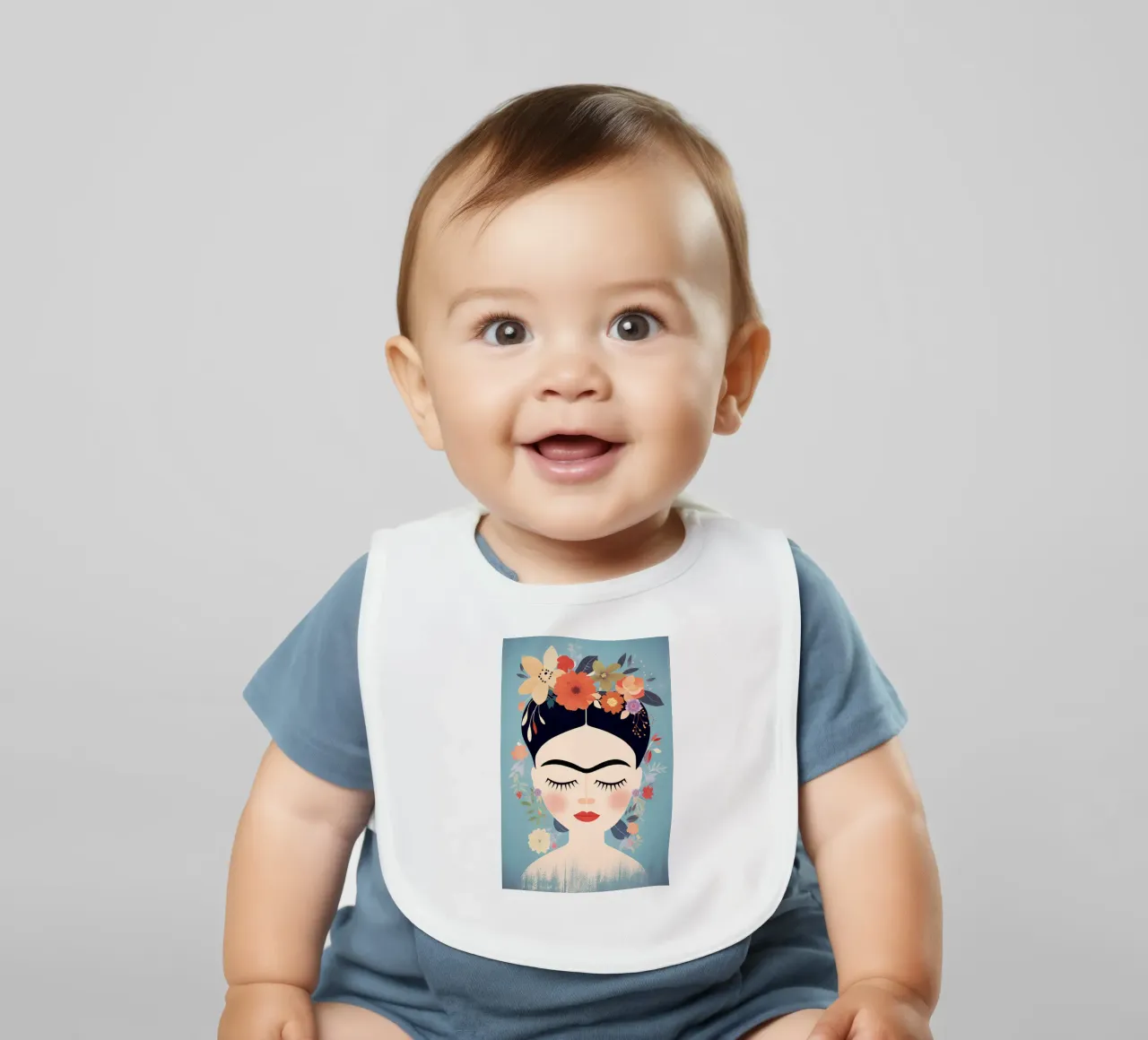 Blumige kleine Frida Kahlo Babylätzchen von Carinaprint