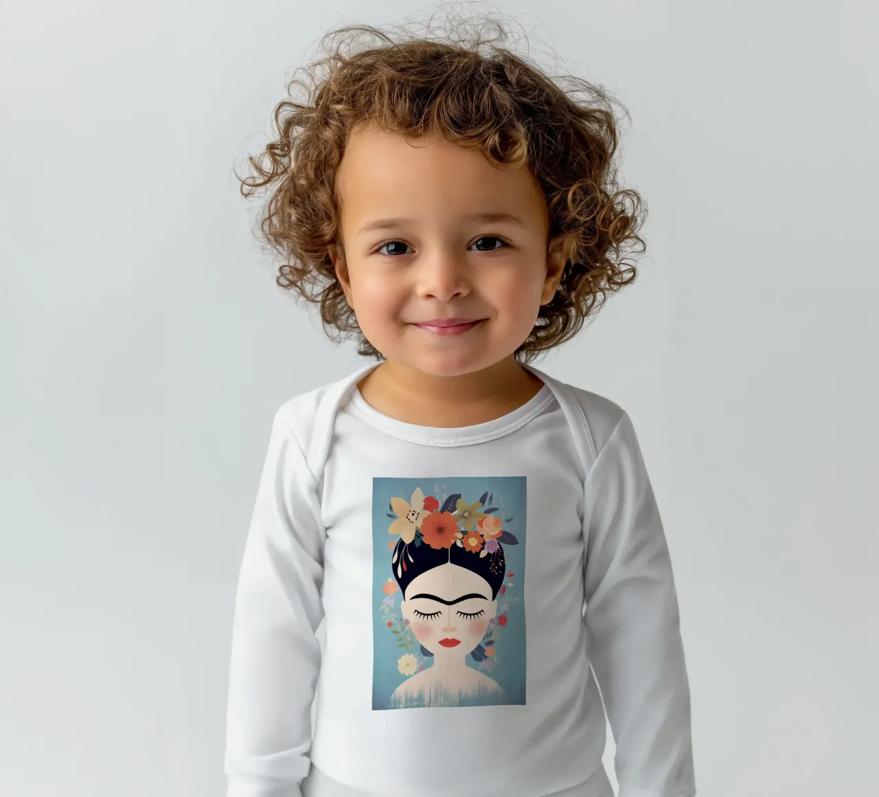 Blumige kleine Frida Kahlo Langarm Babybody von Carinaprint