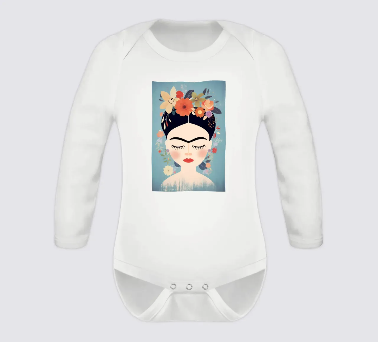 Blumige kleine Frida Kahlo Langarm Babybody von Carinaprint