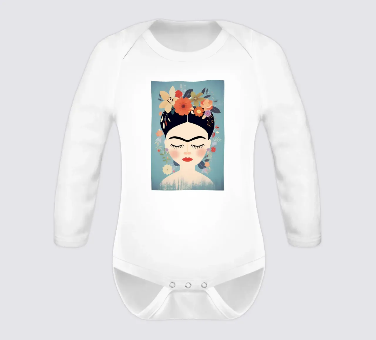 Blumige kleine Frida Kahlo Langarm Babybody von Carinaprint