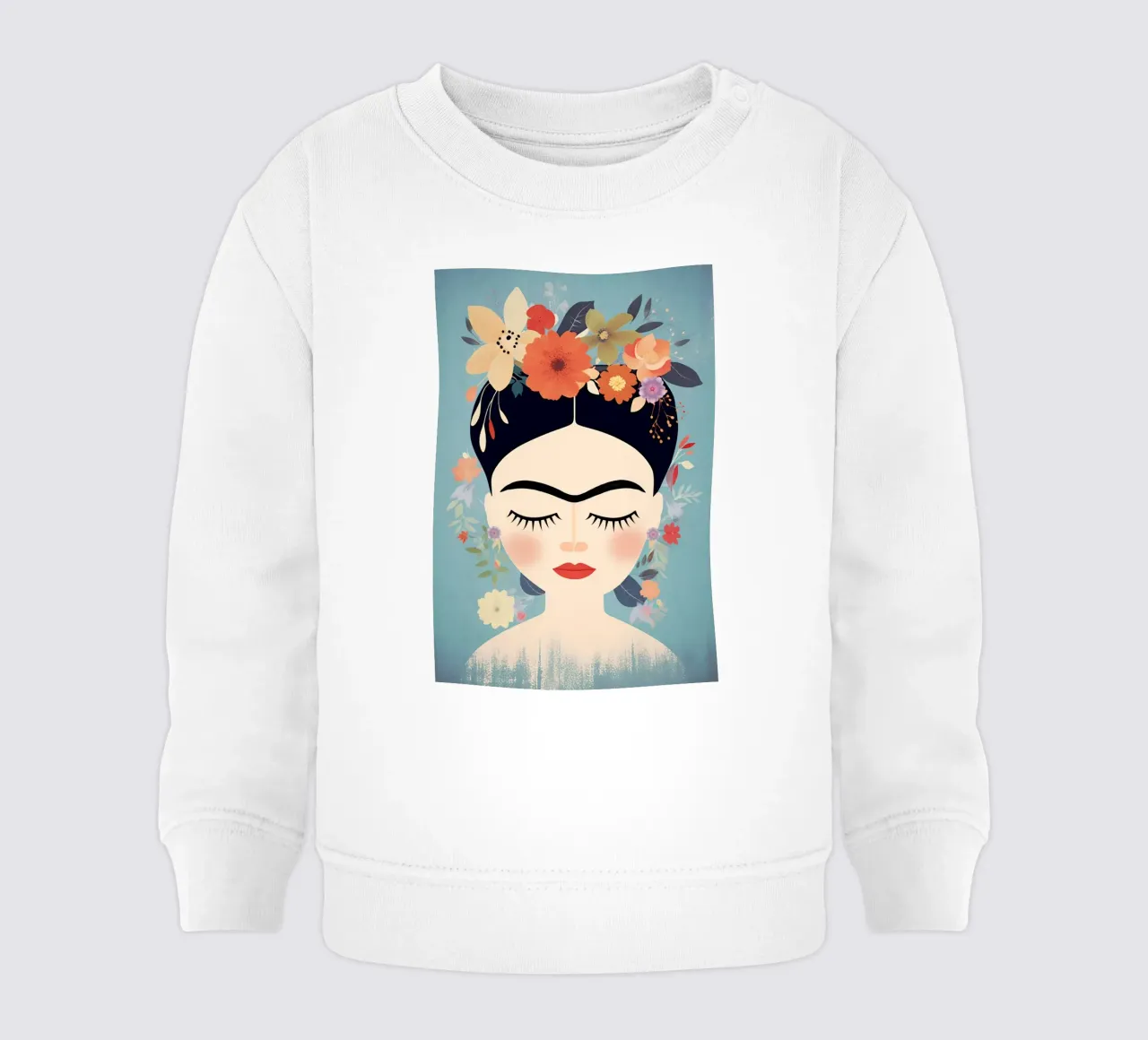 La piccola Frida Kahlo fiorita felpa neonato da Carinaprint