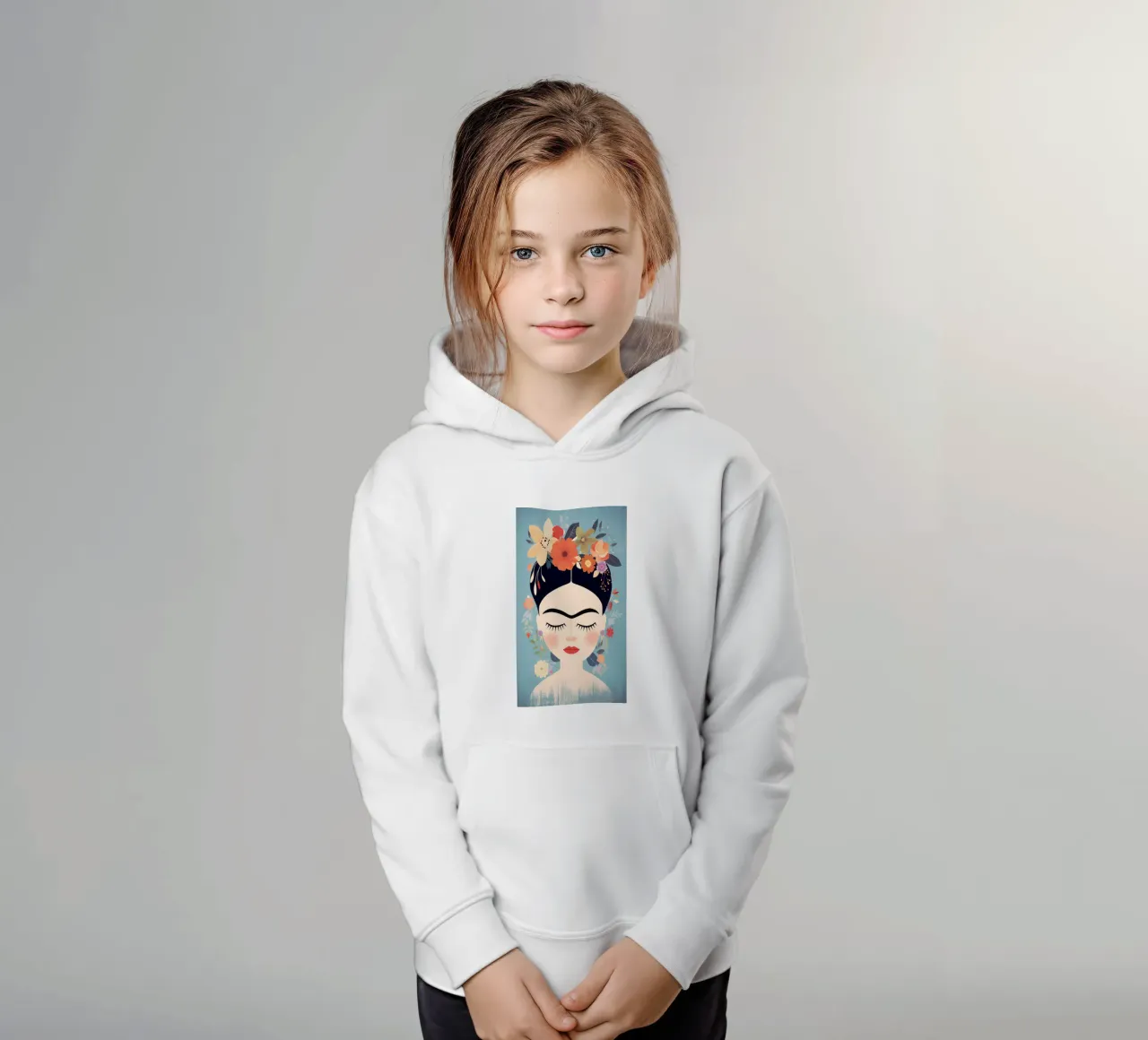 Blumige kleine Frida Kahlo Kinder Hoodie von Carinaprint