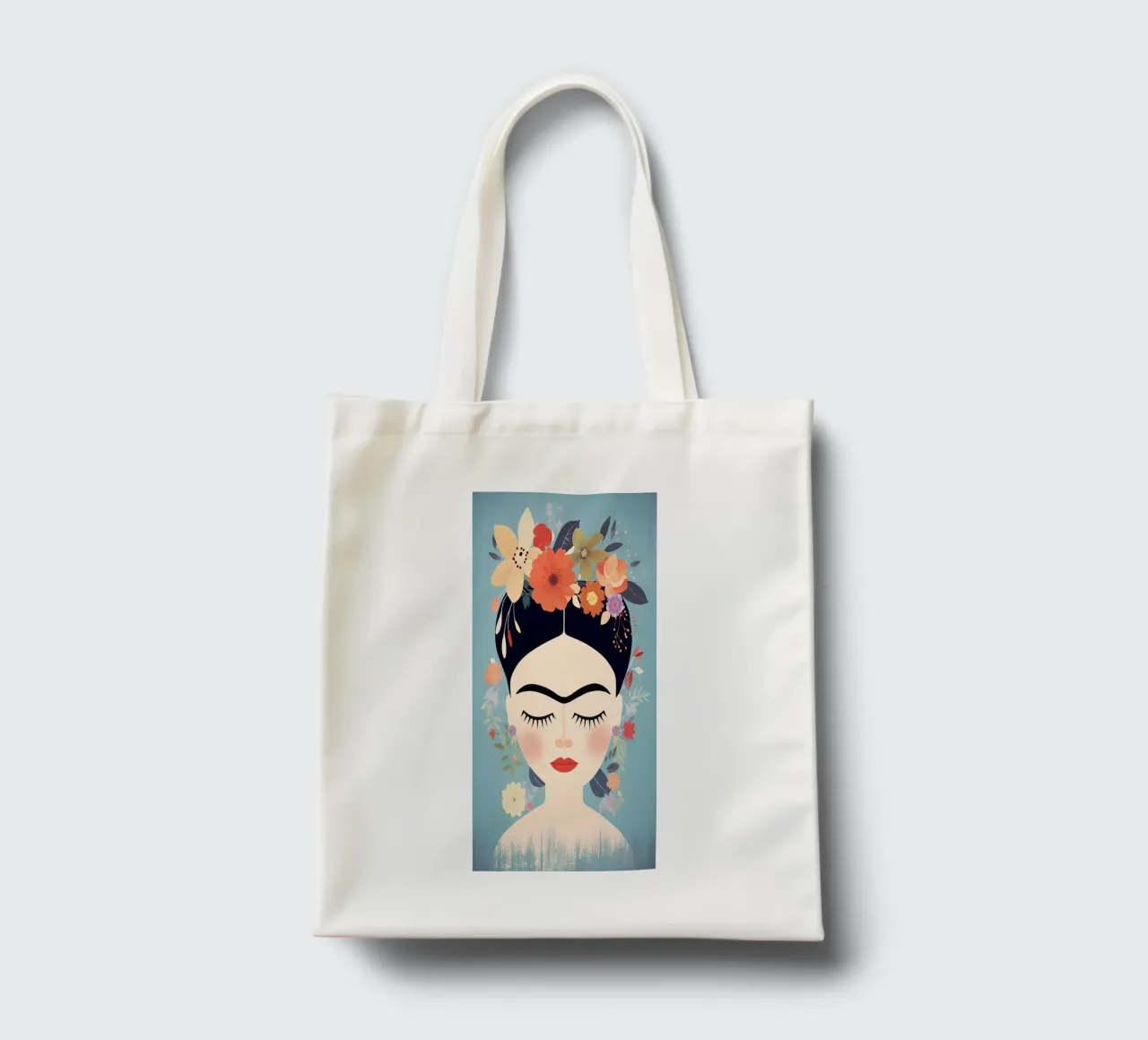 Blumige kleine Frida Kahlo Jutebeutel von Carinaprint
